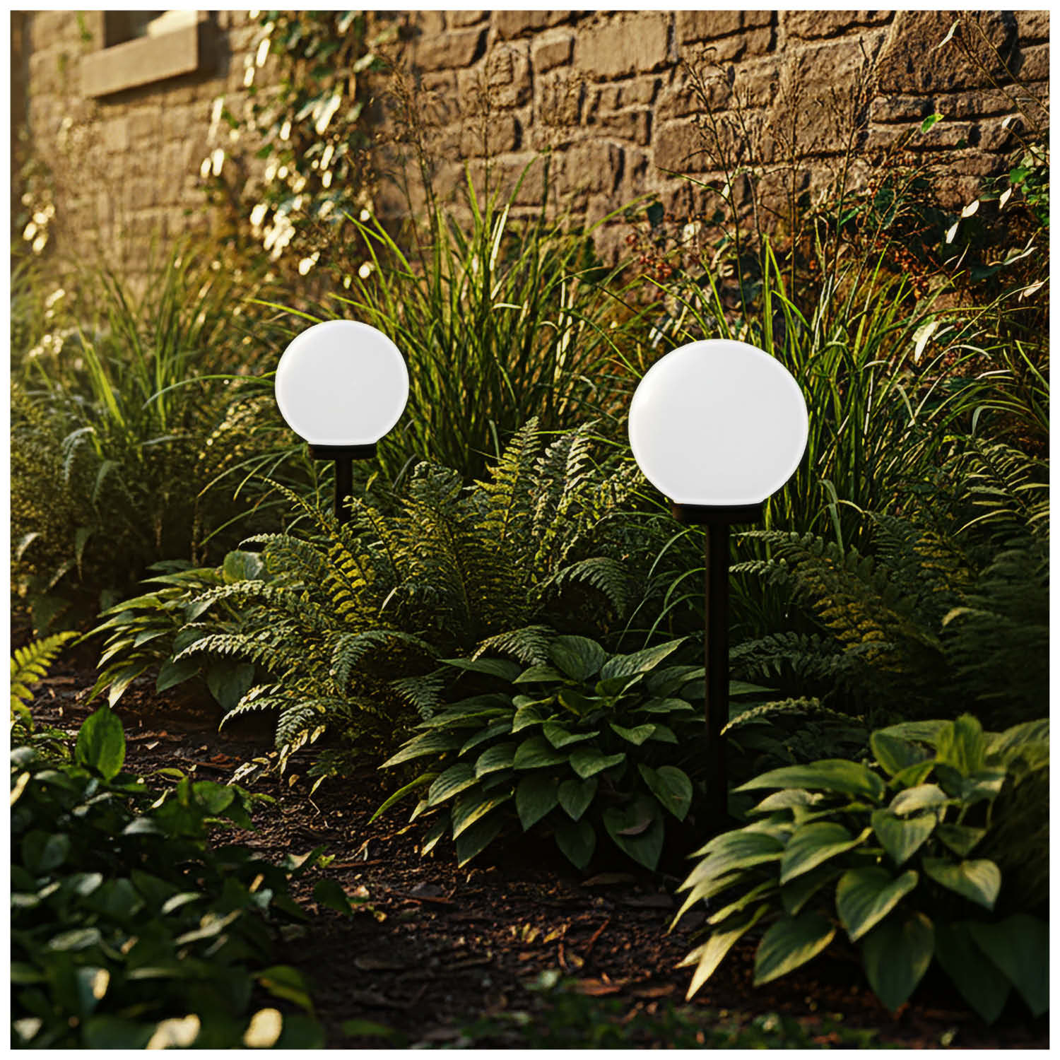 Lampa solarna ogrodowa kula LED 20 cm 4000K – lampy wbijane - 3szt - LAITICA