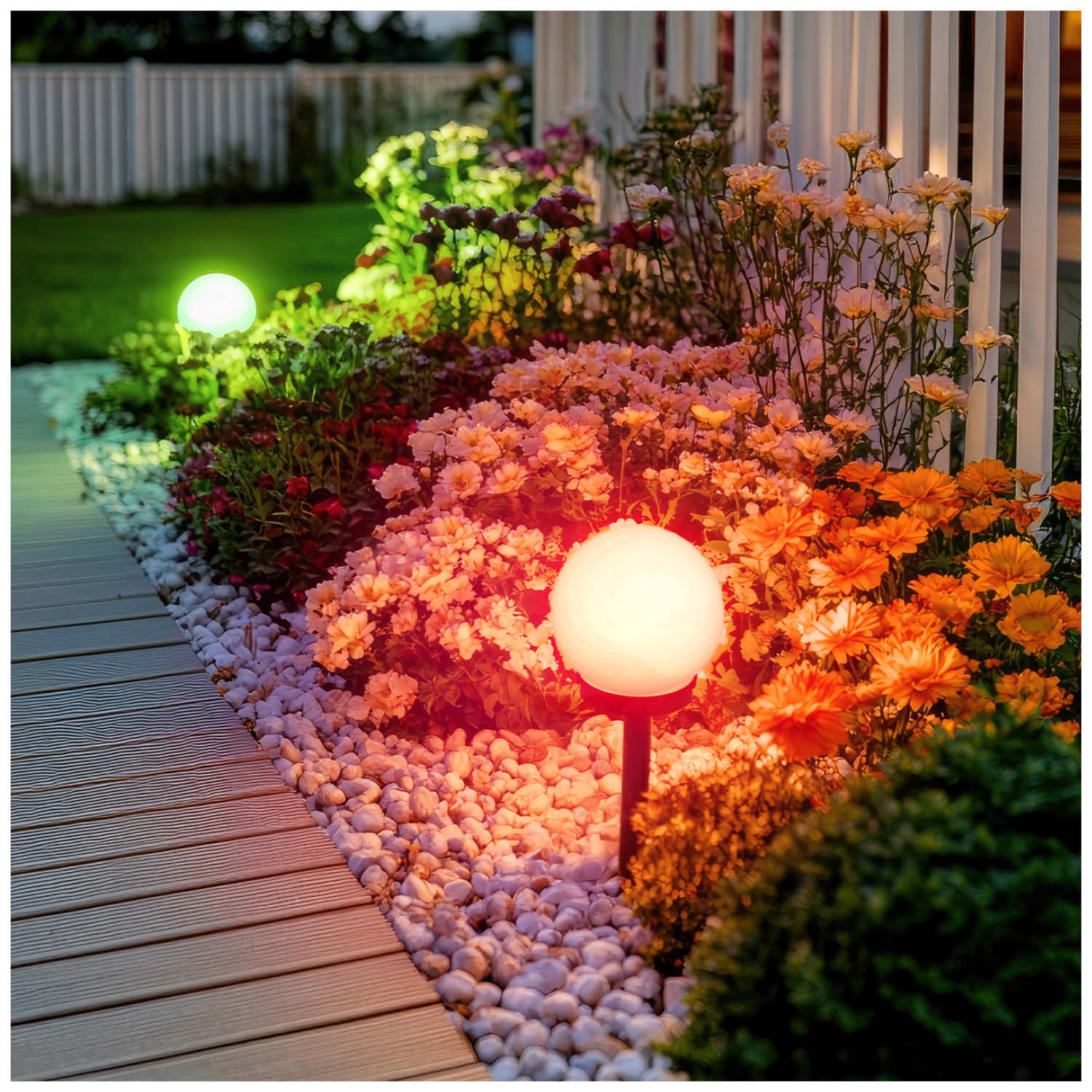Lampa Solarna Ogrodowa LED Kula 10 cm RGB Wbijana IP44 - LAITICA