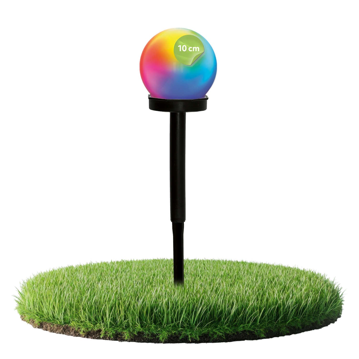 Lampa Solarna Ogrodowa LED Kula 10 cm RGB Wbijana IP44 - LAITICA