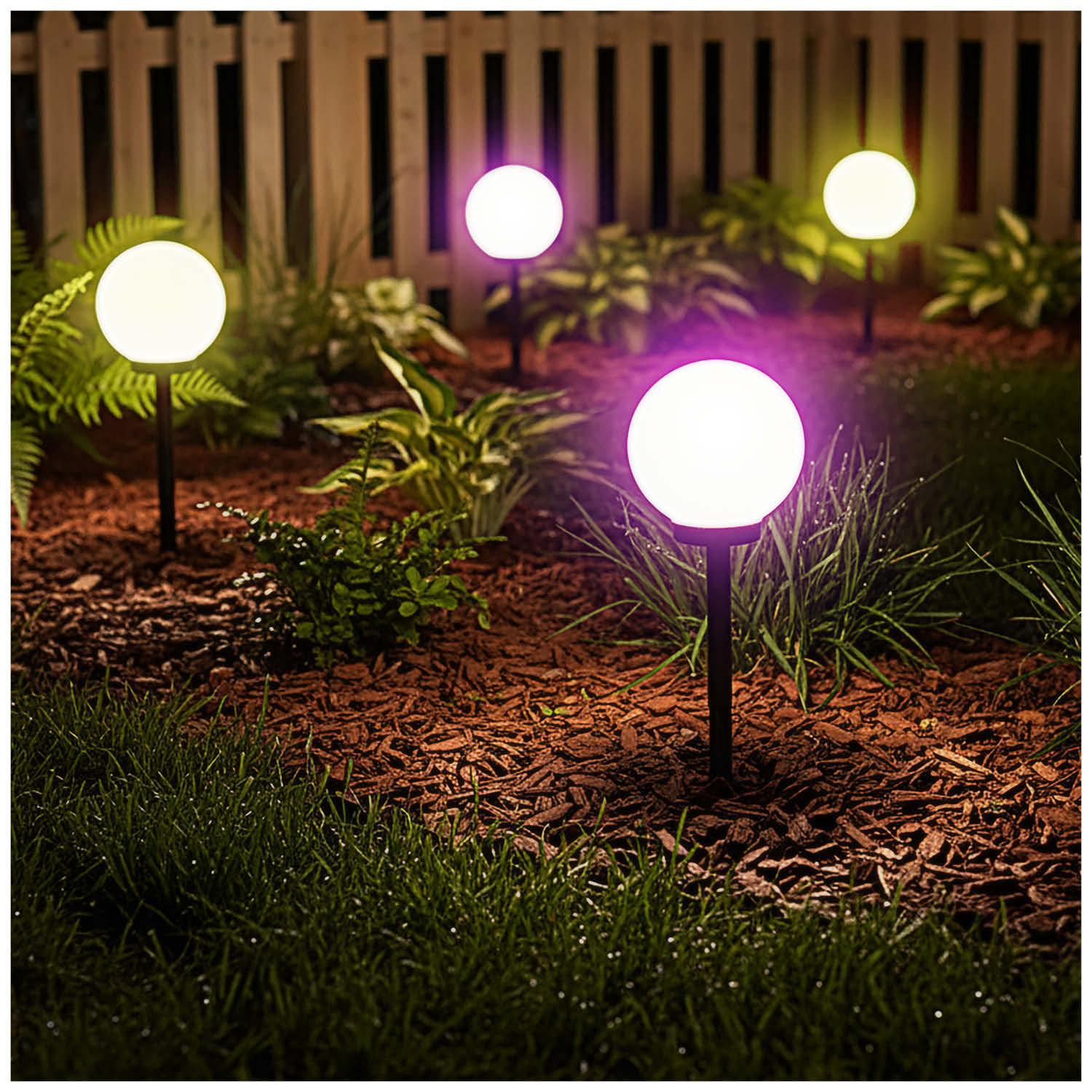 Lampa Solarna Ogrodowa LED RGB Kula 20 cm Wbijana Naziemna Biała IP44 - 3szt - LAITICA