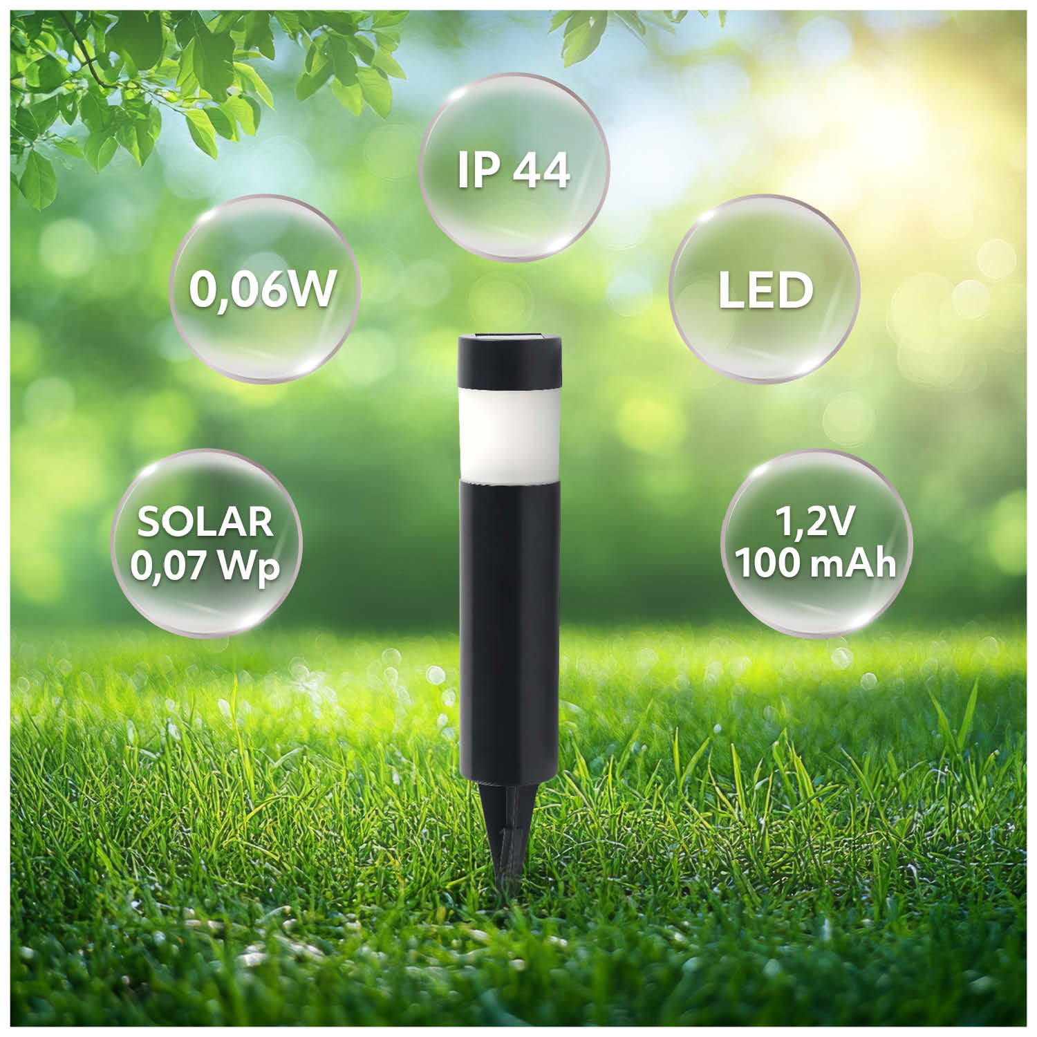 Lampa Solarna Ogrodowa LED Wbijana Słupek Cylindryczny IP44 4000K - LAITICA