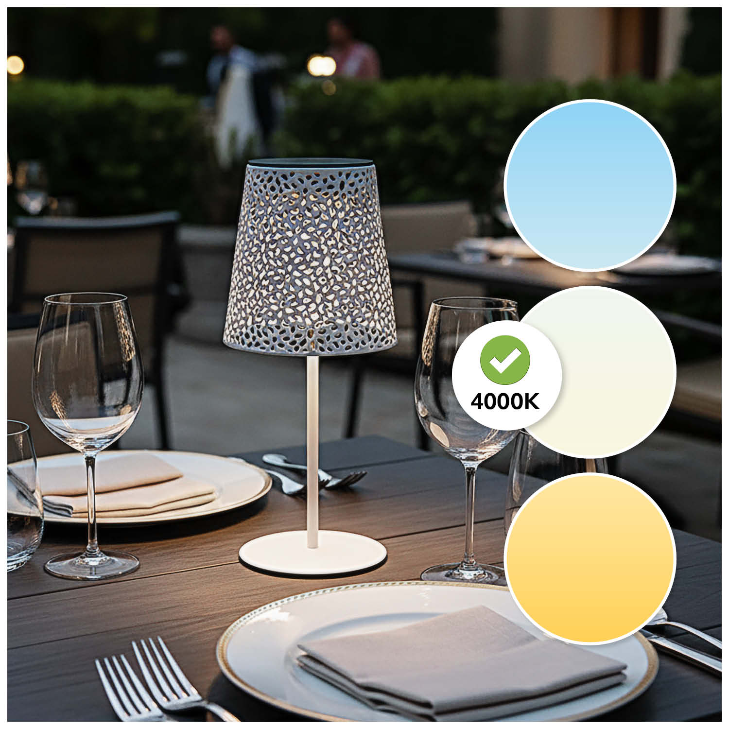 Lampa Solarna Stołowa LED Ażurowa Biała 4000K IP44 do Ogrodu Taras - LAITICA