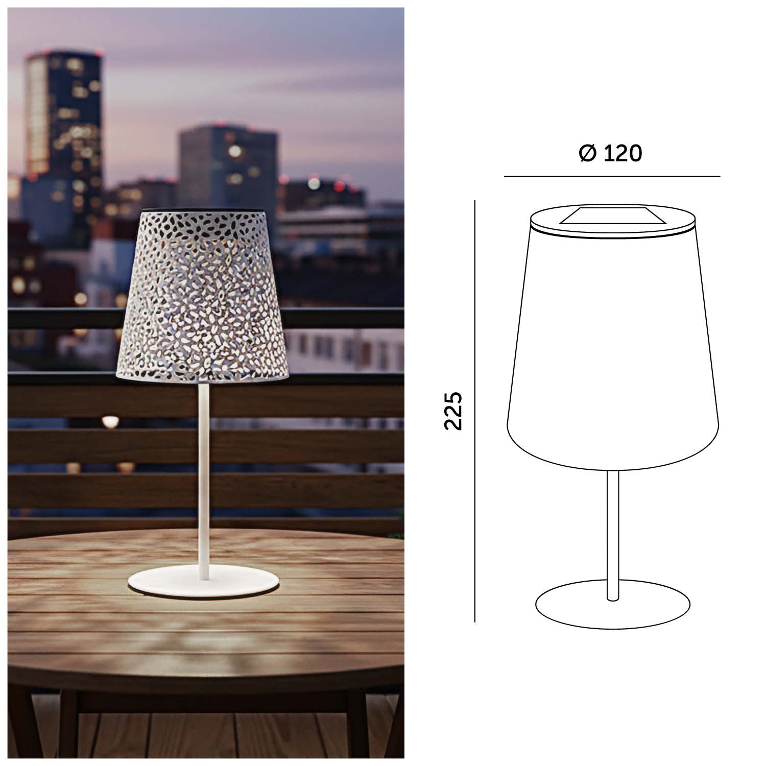 Lampa Solarna Stołowa LED Ażurowa Biała 4000K IP44 do Ogrodu Taras - LAITICA
