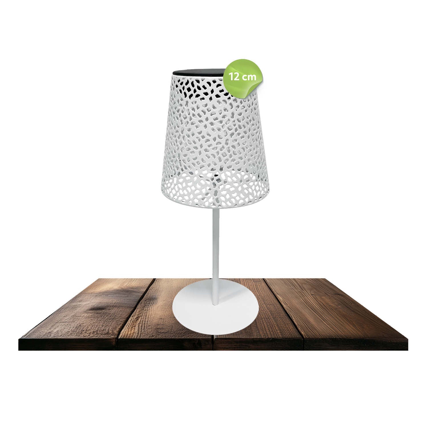 Lampa Solarna Stołowa LED Ażurowa Biała 4000K IP44 do Ogrodu Taras - LAITICA