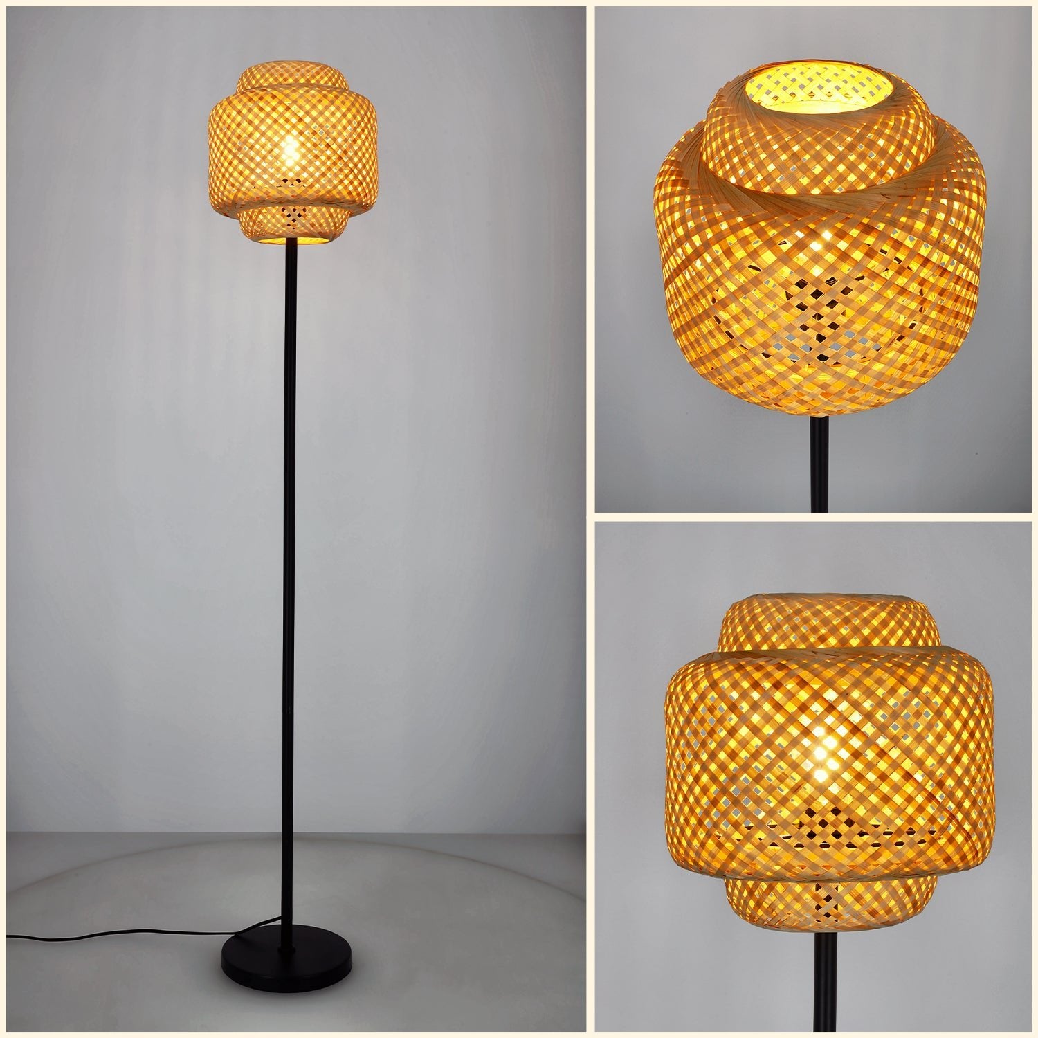 Lampa stojąca bambusowa BOHO BONN ST lampa podłogowa naturalna 1xE27 - LAITICA