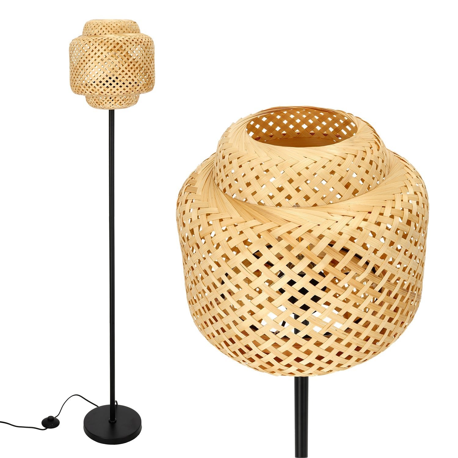 Lampa stojąca bambusowa BOHO BONN ST lampa podłogowa naturalna 1xE27 - LAITICA