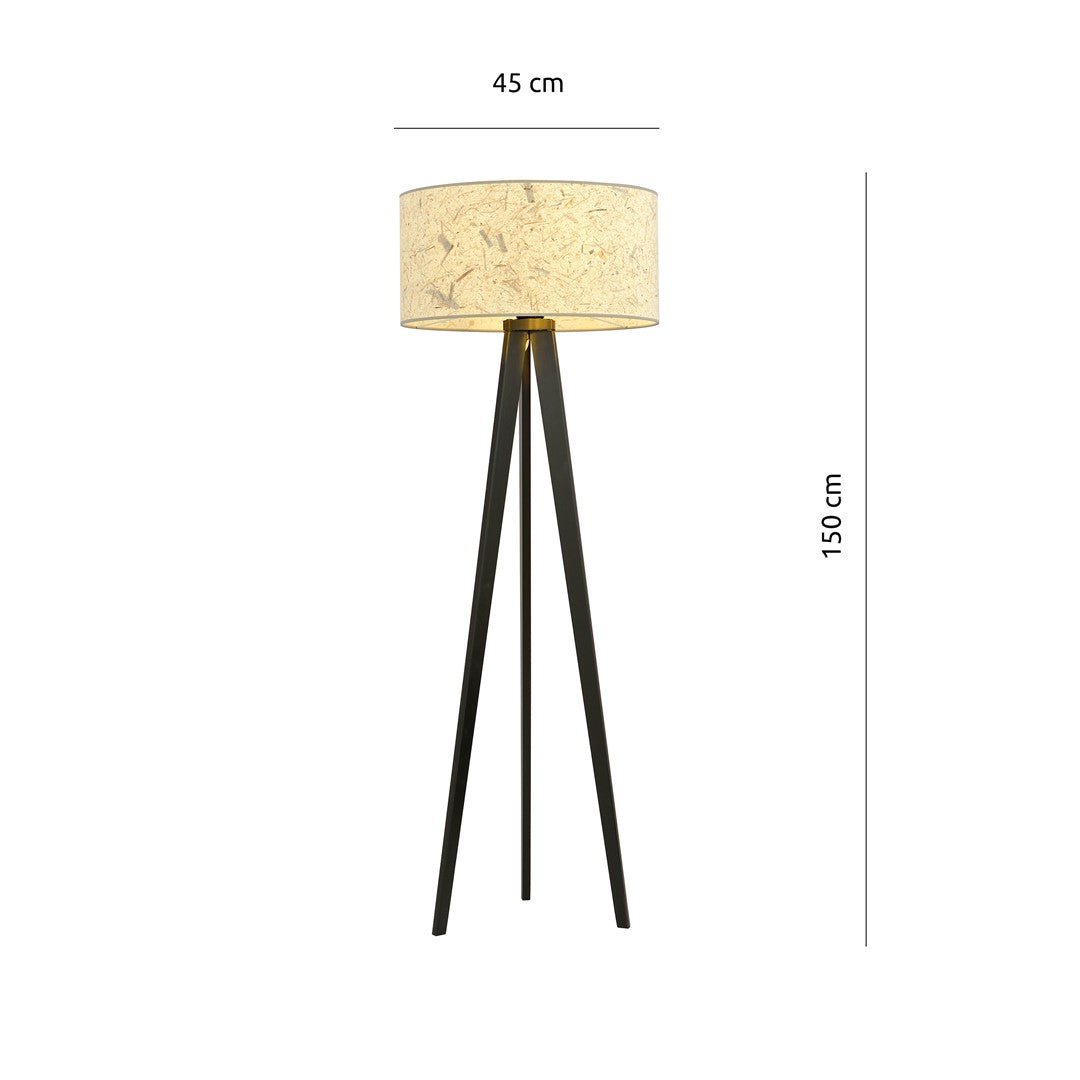 Lampa stojąca OLIMPIA brązowa CORK OKRĄGŁY ABAŻUR 1xE27 podłogowa trójnóg - LAITICA