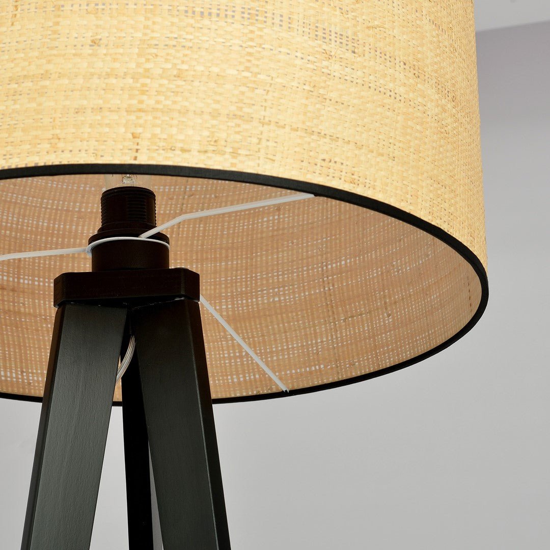 Lampa stojąca OLIMPIA brązowa RATTAN OKRĄGŁY ABAŻUR 1xE27 podłogowa trójnóg - LAITICA