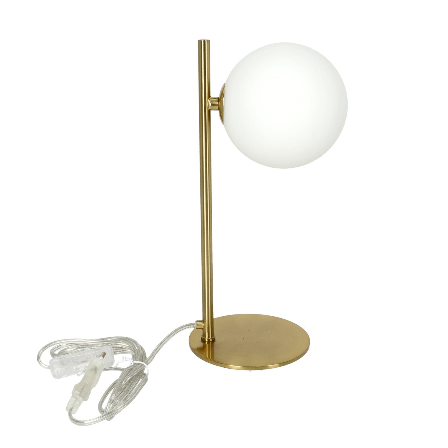 Lampa Stołowa Elegancka Złota 1xG9 Nocna Szklany Klosz Okrągły - LAITICA