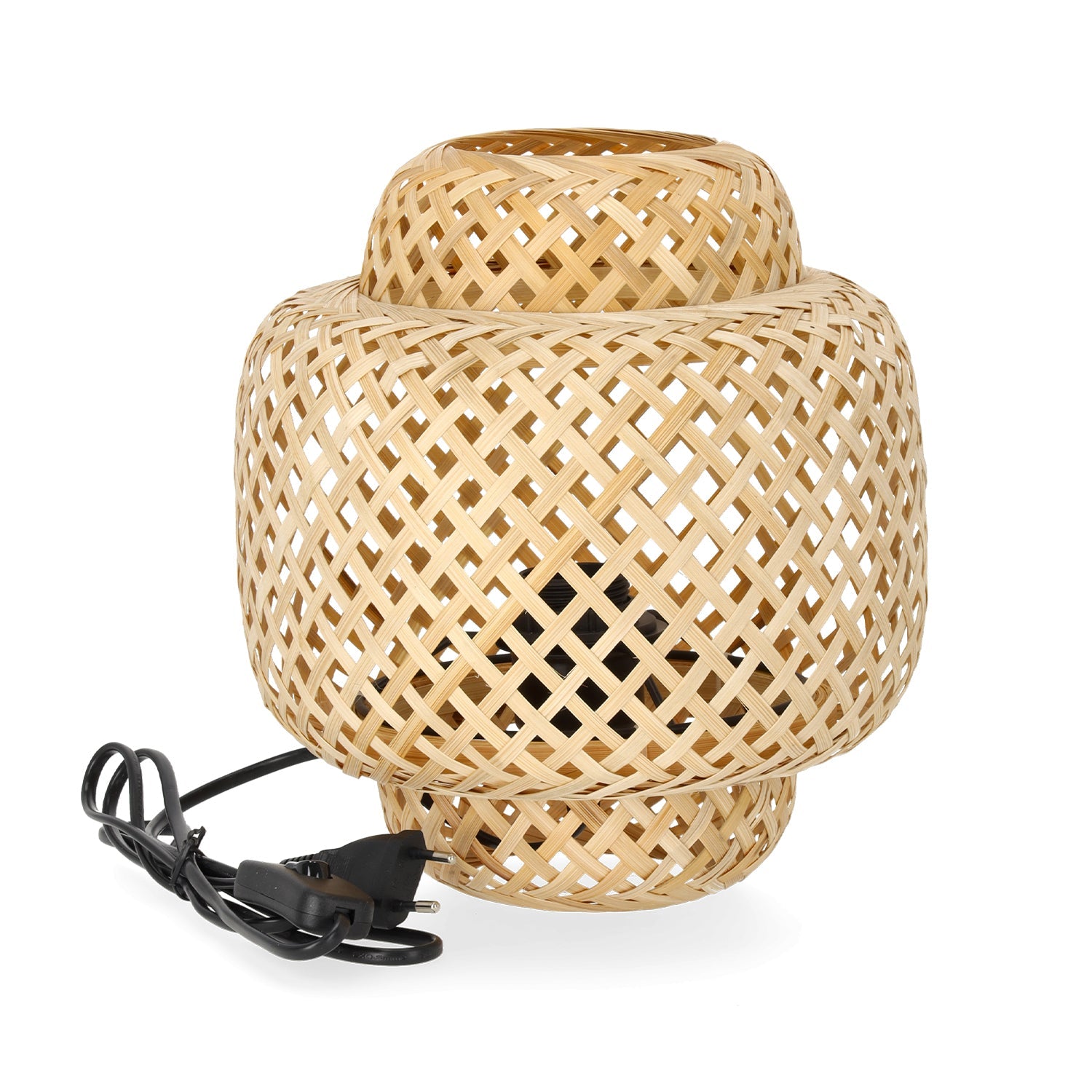 Lampa stołowa mała BOHO BONN MINI 22cm pleciona BAMBUSOWA naturalna 1xE27 - LAITICA