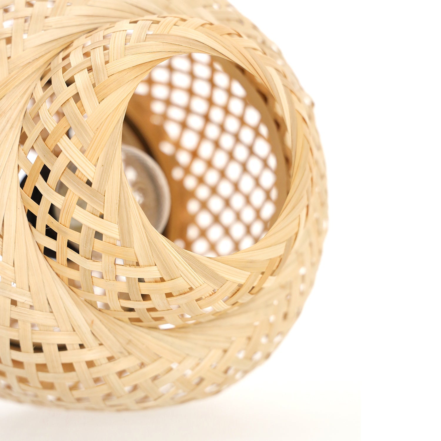 Lampa stołowa mała BOHO BONN MINI 22cm pleciona BAMBUSOWA naturalna 1xE27 - LAITICA