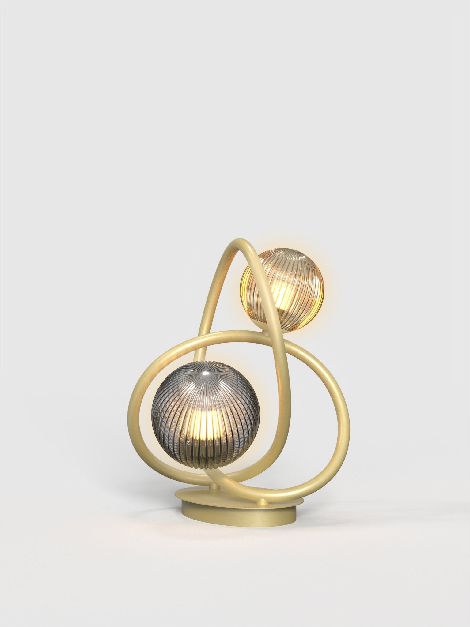 Lampa stołowa MALTA ZŁOTA 2 punkty światła BARWA CIEPŁA biurkowa 32cm - LAITICA