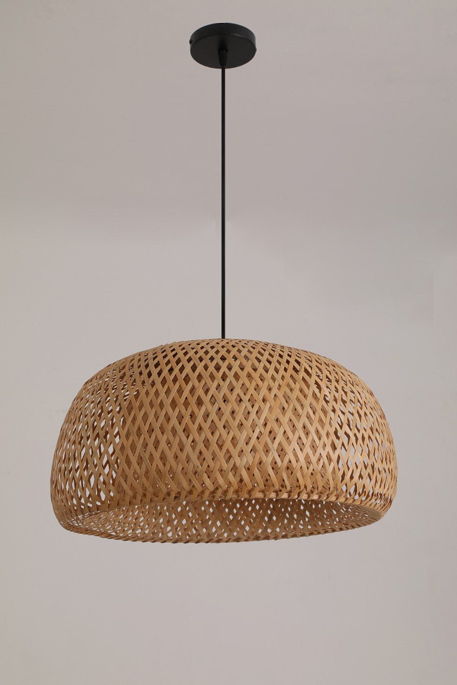 Lampa Sufitowa BAKU L duża WISZĄCA 1xE27 naturalna pleciona CZARNY Zwis - LAITICA