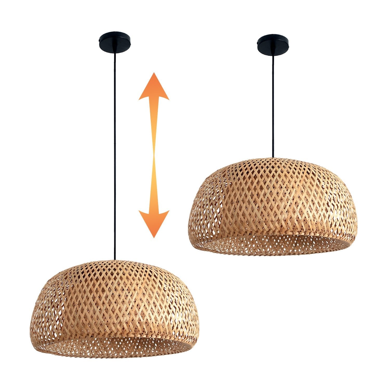 Lampa Sufitowa BAKU L duża WISZĄCA 1xE27 naturalna pleciona CZARNY Zwis - LAITICA