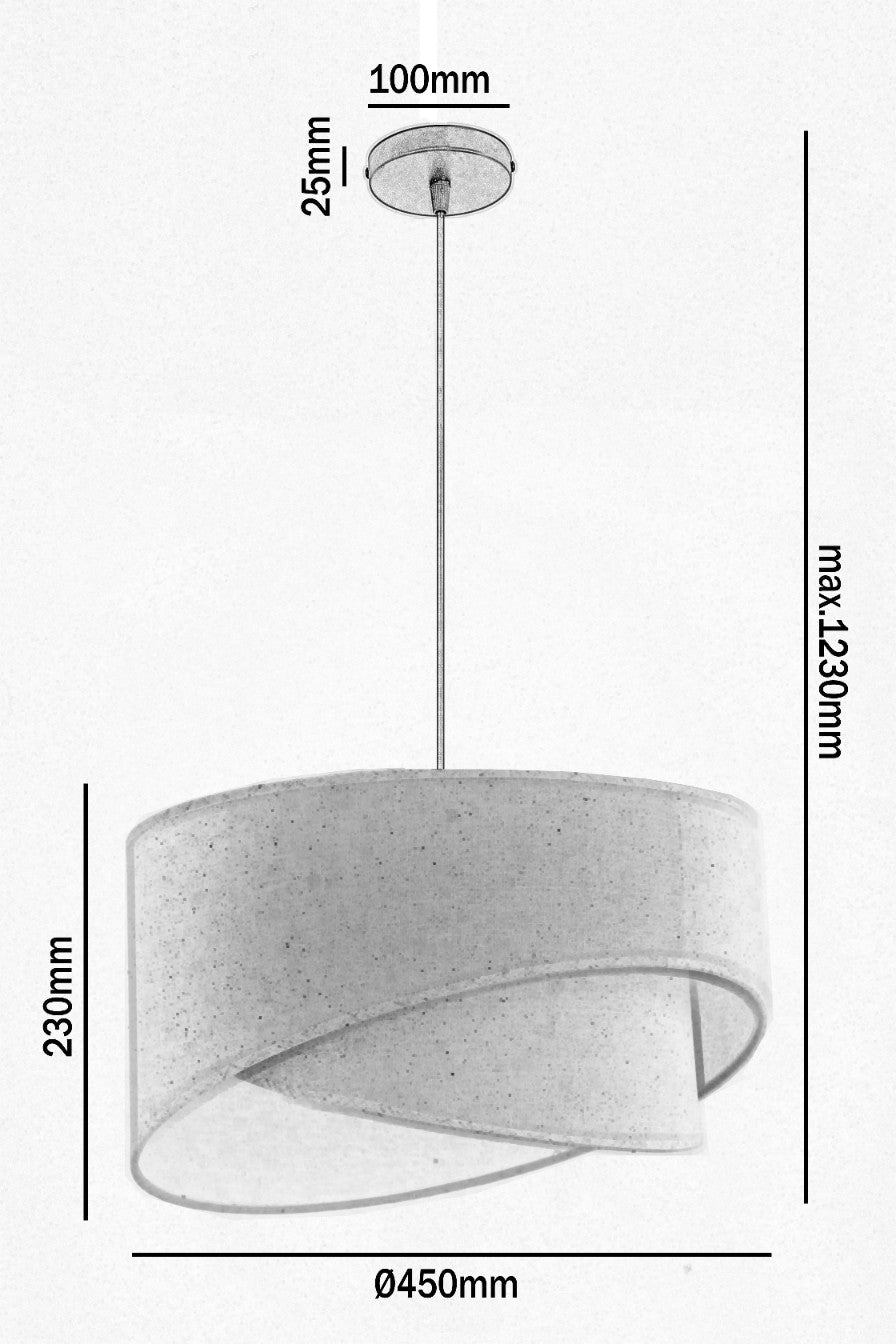 Lampa Sufitowa Boho Wisząca Nieregularny ABAŻUR z tkaniny NATURALNA 1xE27 LLS - LAITICA