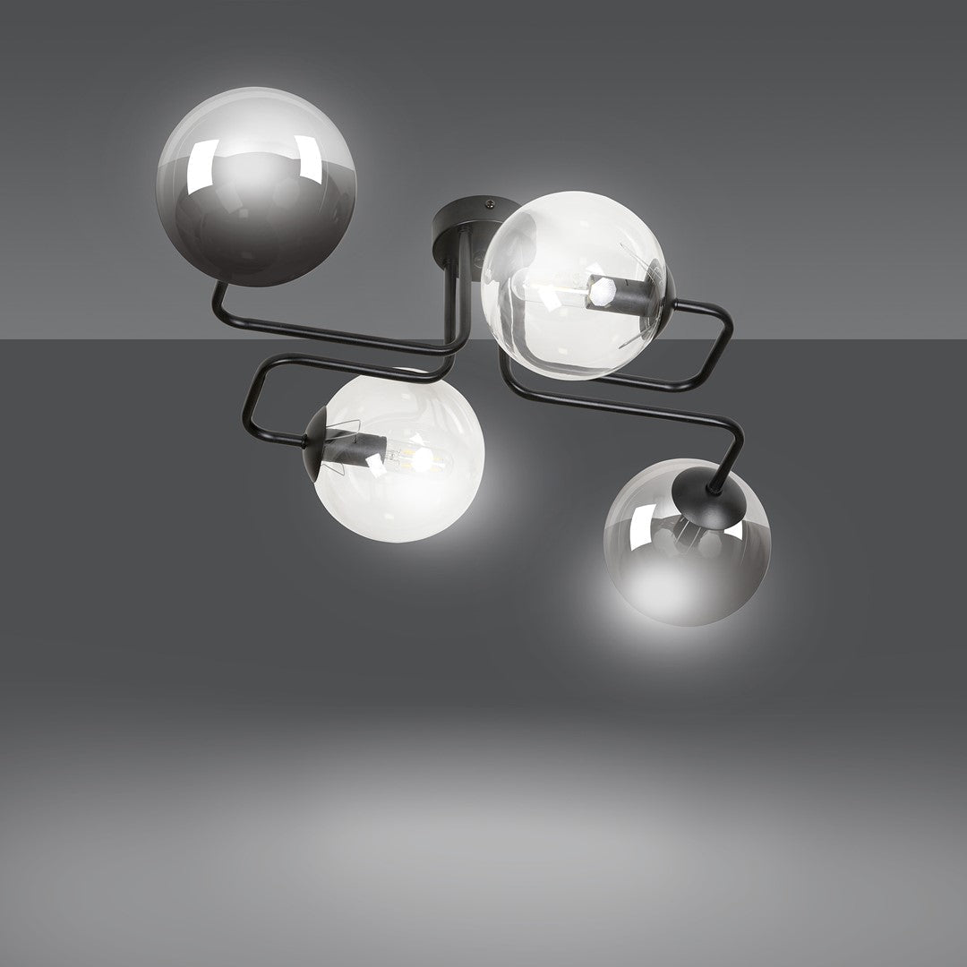 Lampa sufitowa BRENDI 4 BL MIX 1 loft klosz mix czarna - LAITICA