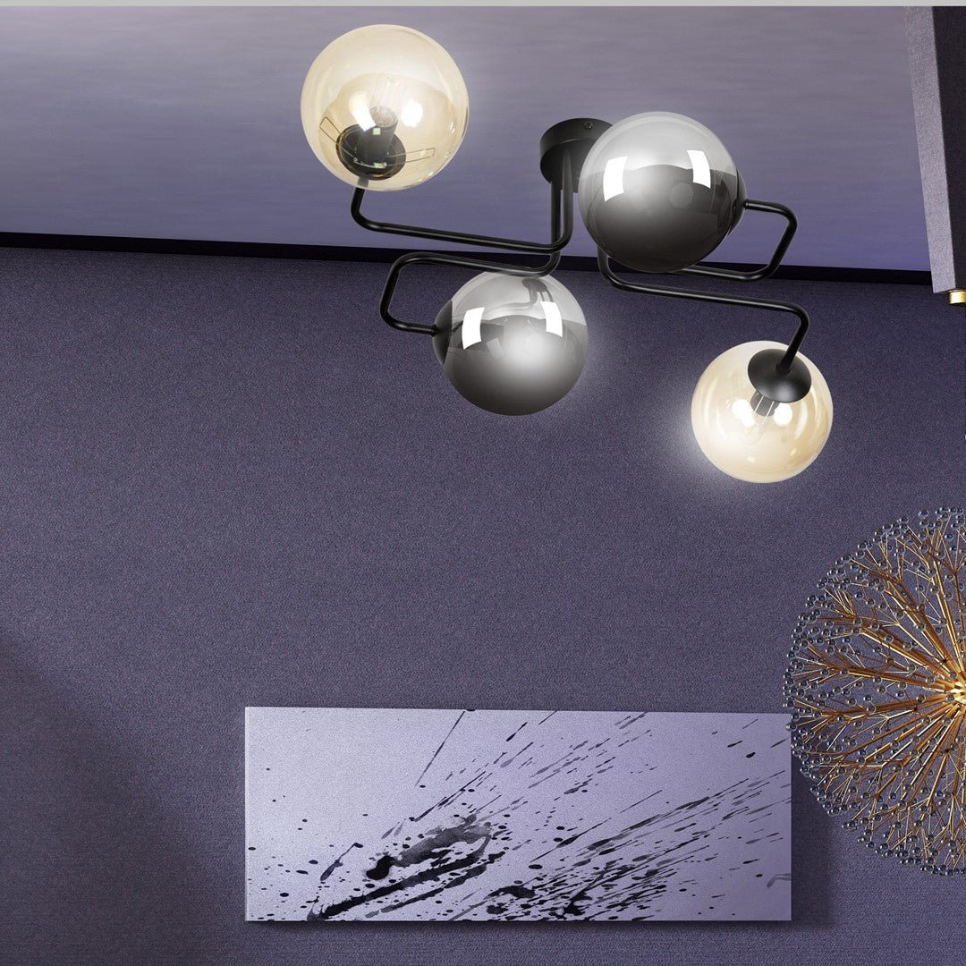 Lampa sufitowa BRENDI 4 BL MIX 2 loft klosz mix czarna - LAITICA