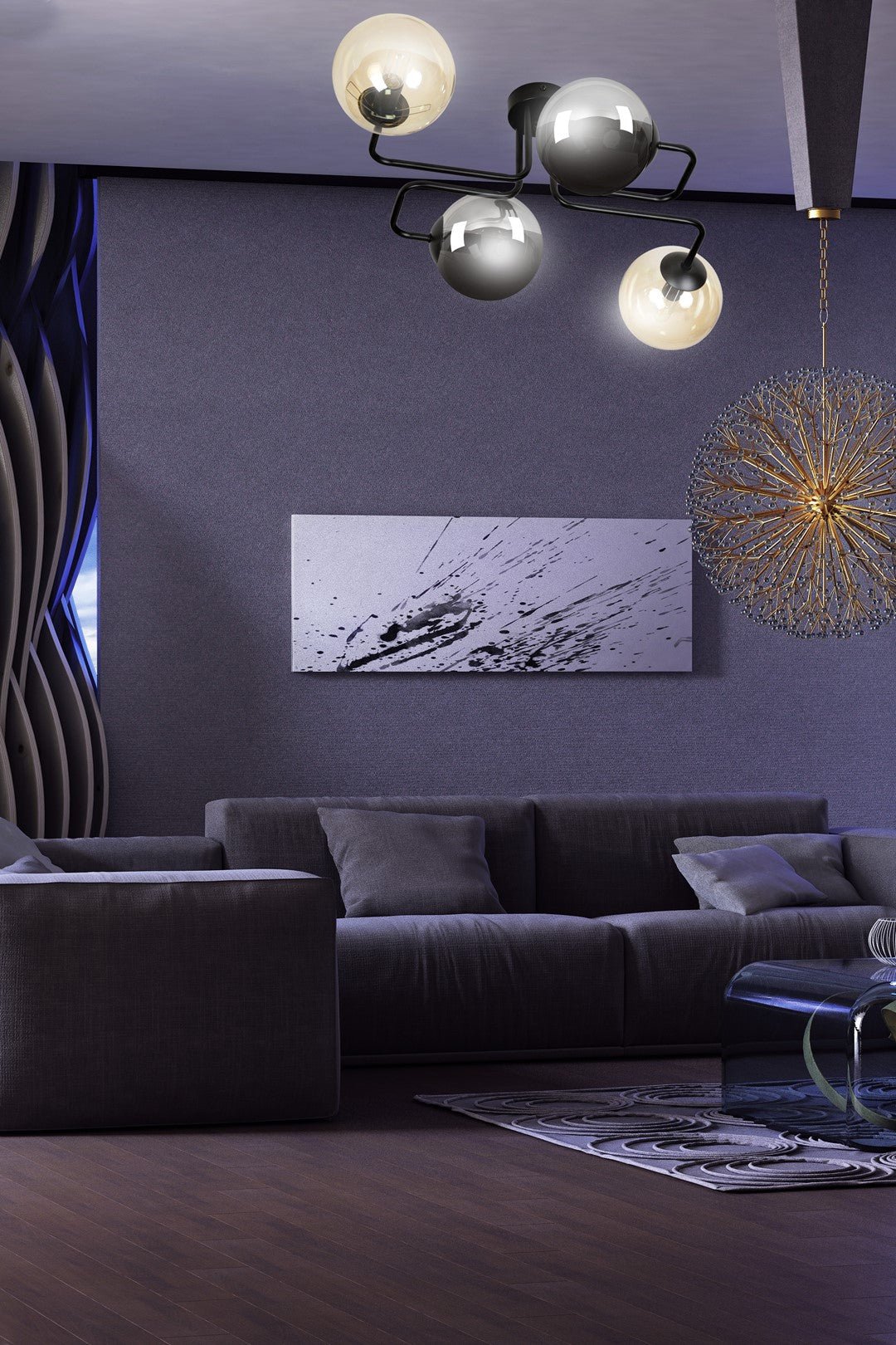 Lampa sufitowa BRENDI 4 BL MIX 2 loft klosz mix czarna - LAITICA