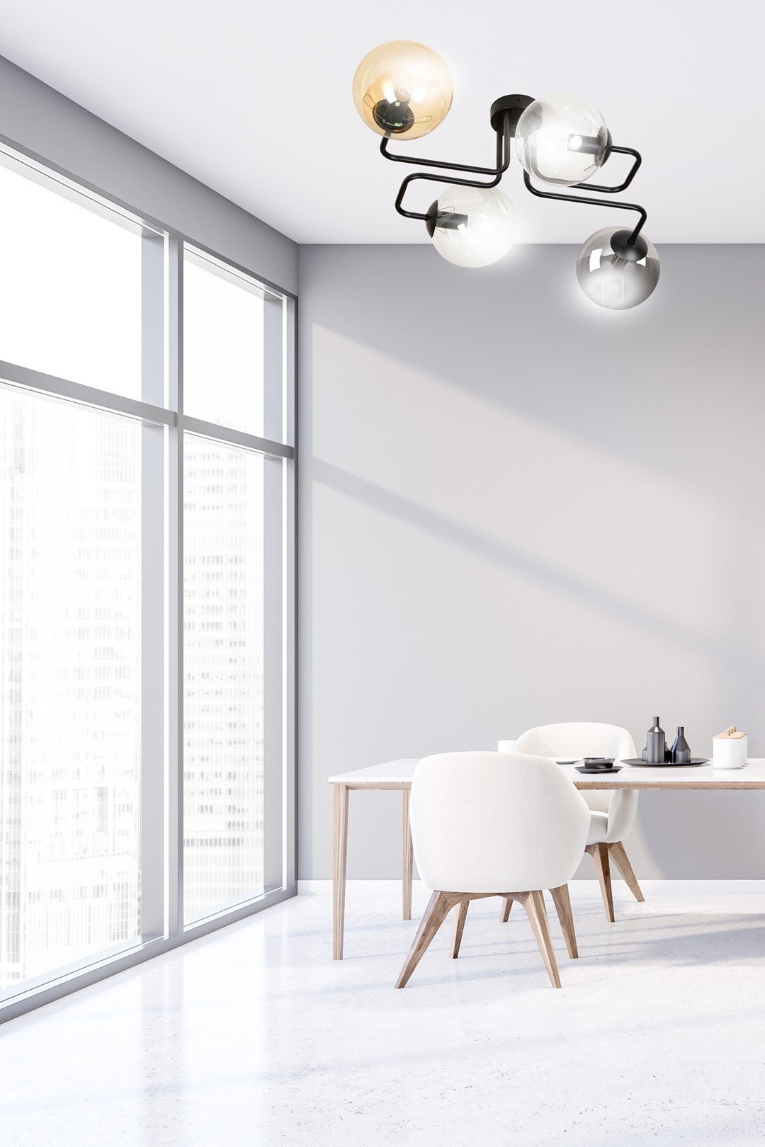 Lampa sufitowa BRENDI 4 BL MIX 3 loft klosz mix czarna - LAITICA