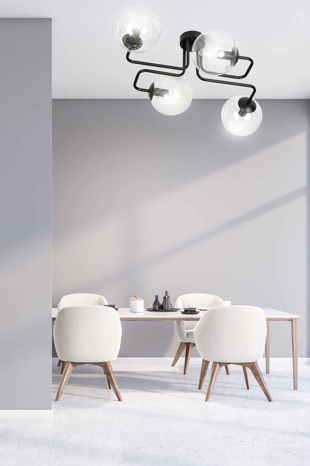 Lampa sufitowa BRENDI 4 BL TRANSPARENT loft klosz czarna - LAITICA
