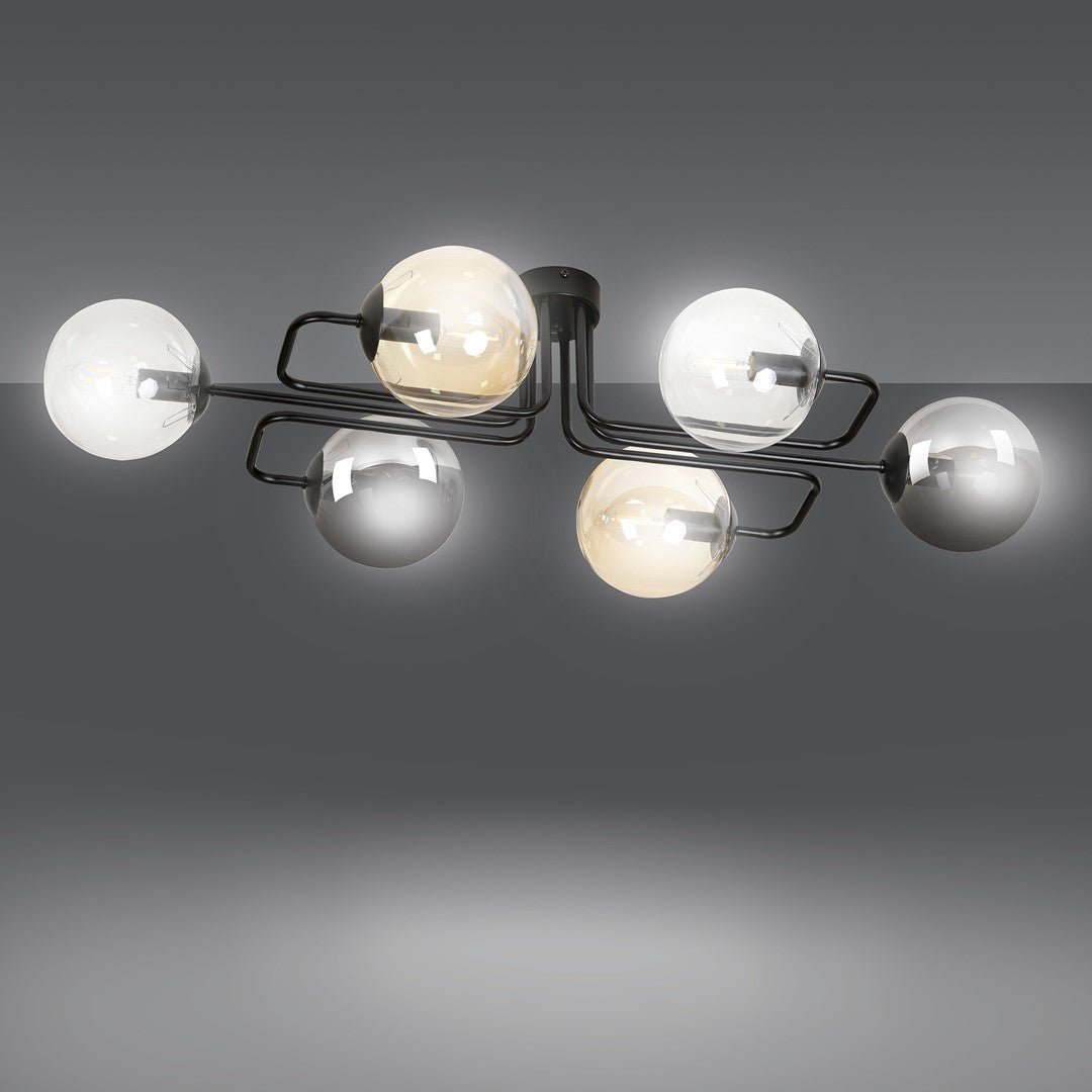 Lampa sufitowa BRENDI 6A BL MIX 1 czarny - LAITICA