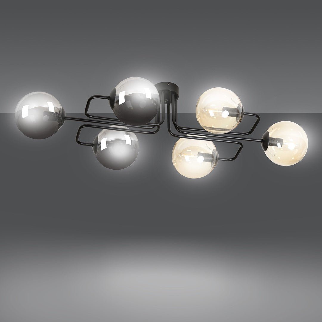 Lampa sufitowa BRENDI 6A BL MIX 2 loft klosze mix czarna - LAITICA