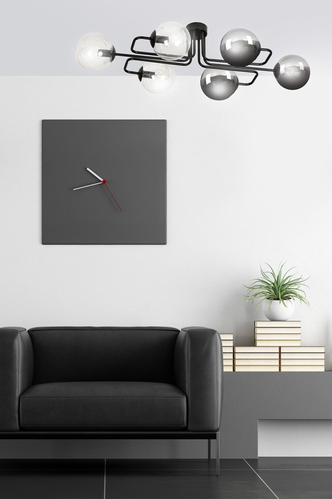 Lampa sufitowa BRENDI 6A BL MIX 3 loft klosze mix czarna - LAITICA