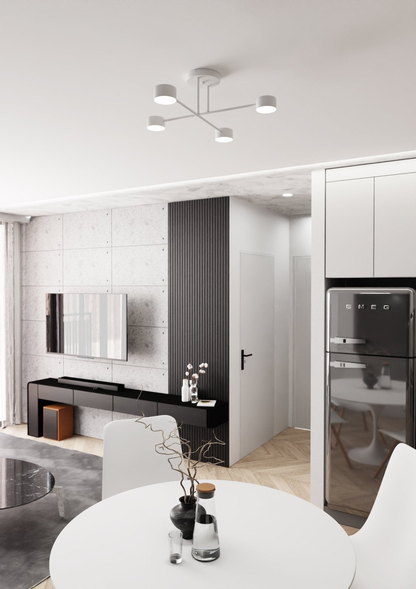 Lampa sufitowa INEZ 4 - punktowa BIAŁA plafon 60cm Minimalistyczna Metal - LAITICA