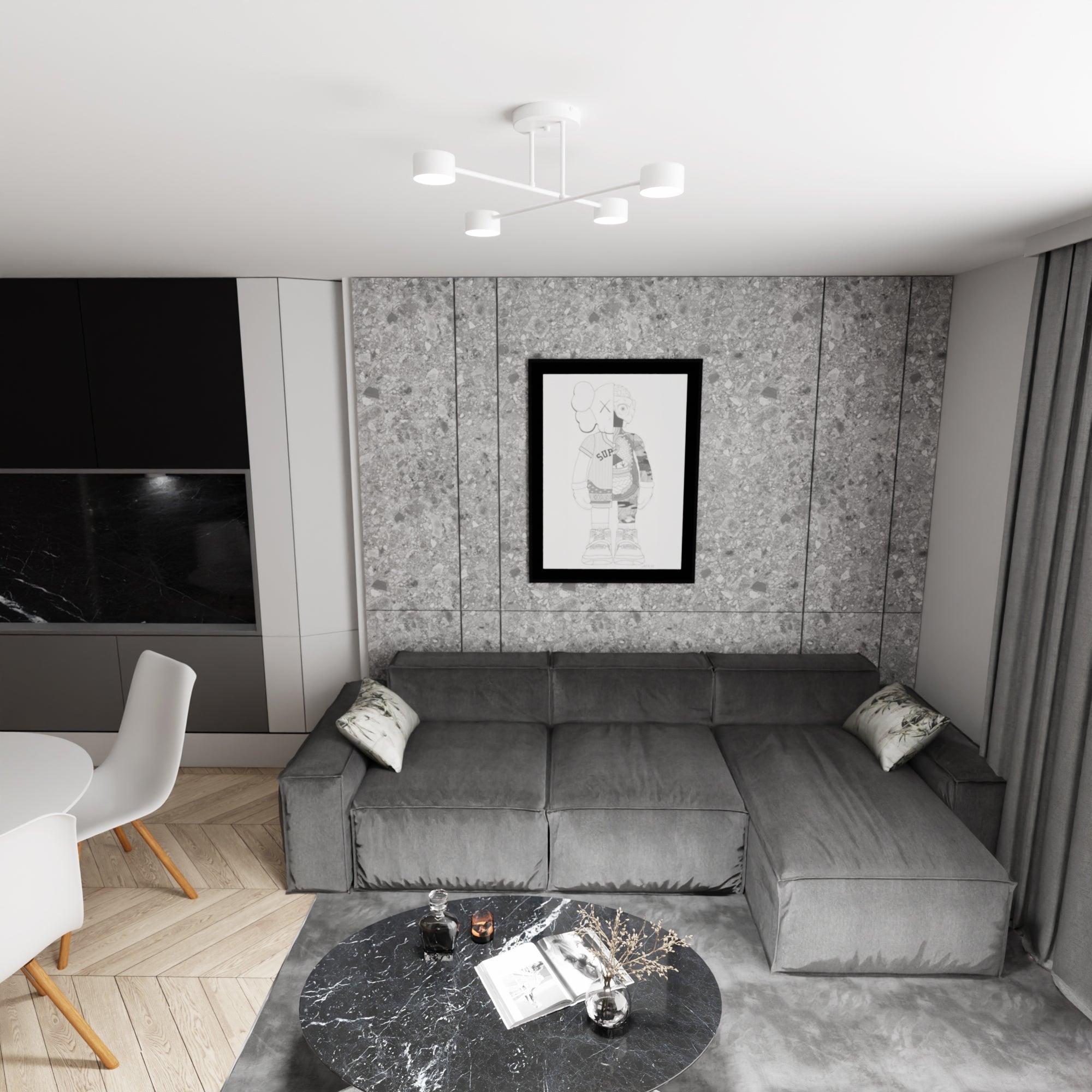 Lampa sufitowa INEZ 4 - punktowa BIAŁA plafon 60cm Minimalistyczna Metal - LAITICA