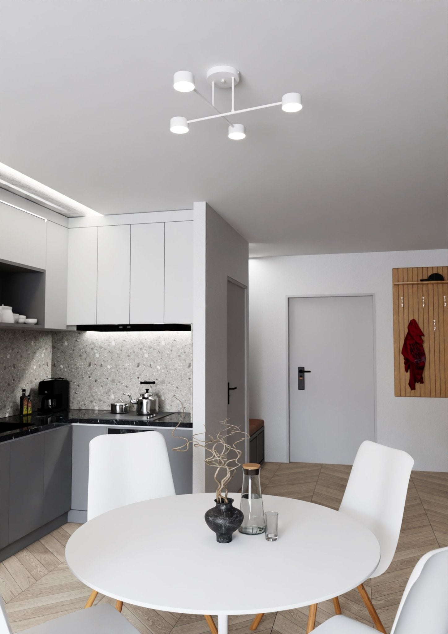 Lampa sufitowa INEZ 4 - punktowa BIAŁA plafon 60cm Minimalistyczna Metal - LAITICA