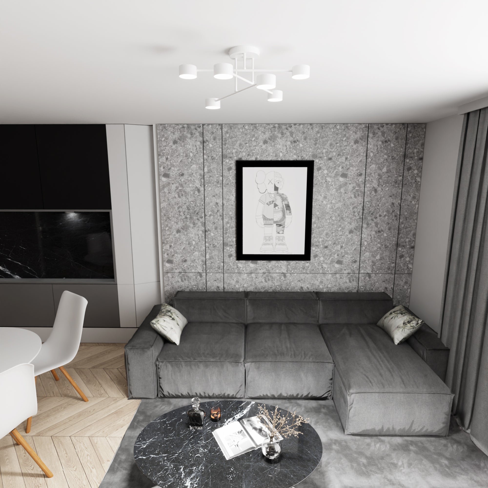 Lampa sufitowa INEZ 6 - punktowa GX53 Nowoczesna oświetlenie do salonu BIAŁA - LAITICA