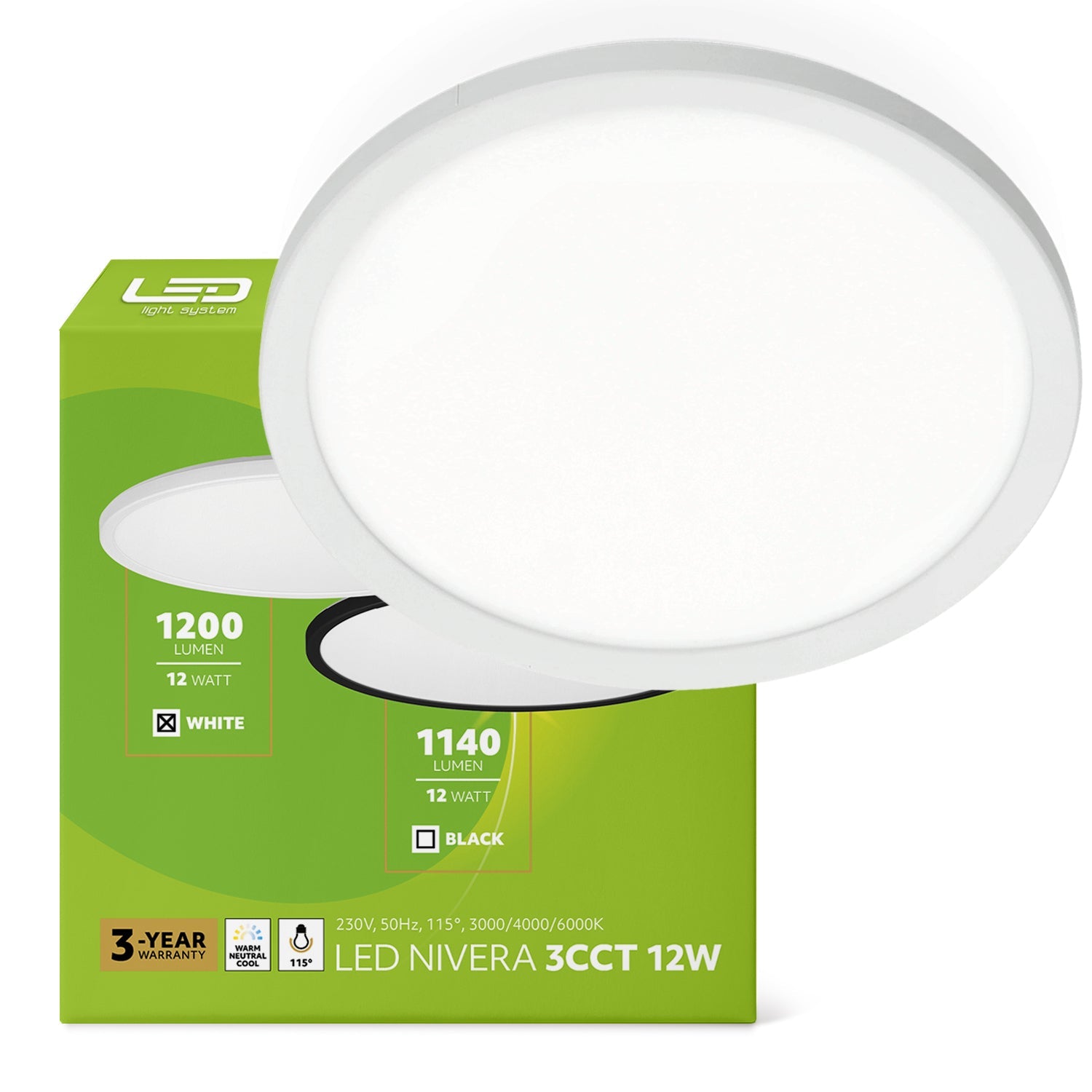 Lampa sufitowa LED 12W IP54 | plafon z regulacją barwy światła (3CCT - LAITICA