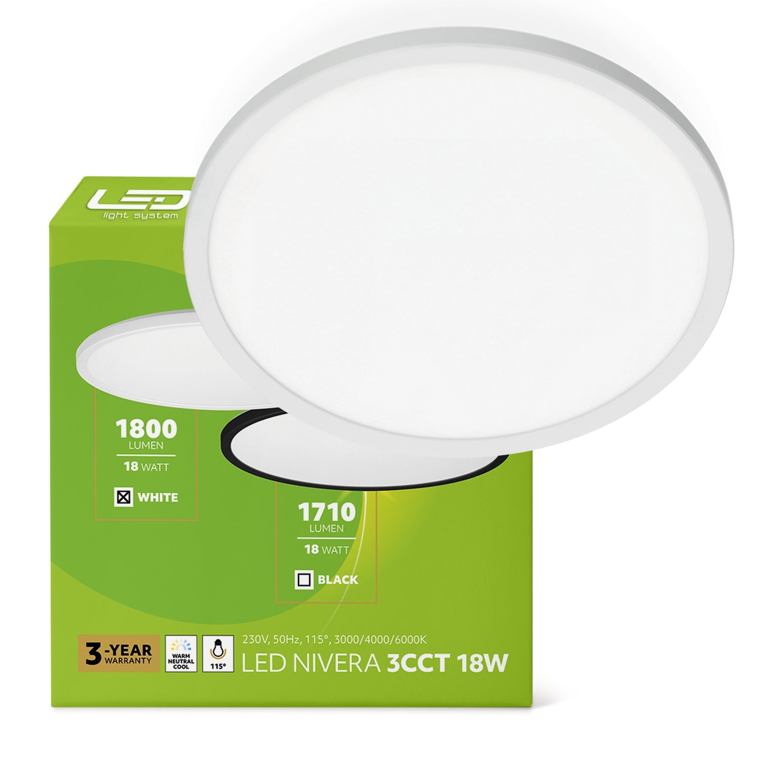 Lampa sufitowa LED 18W IP54 | plafon z regulacją barwy światła (3CCT) - LAITICA