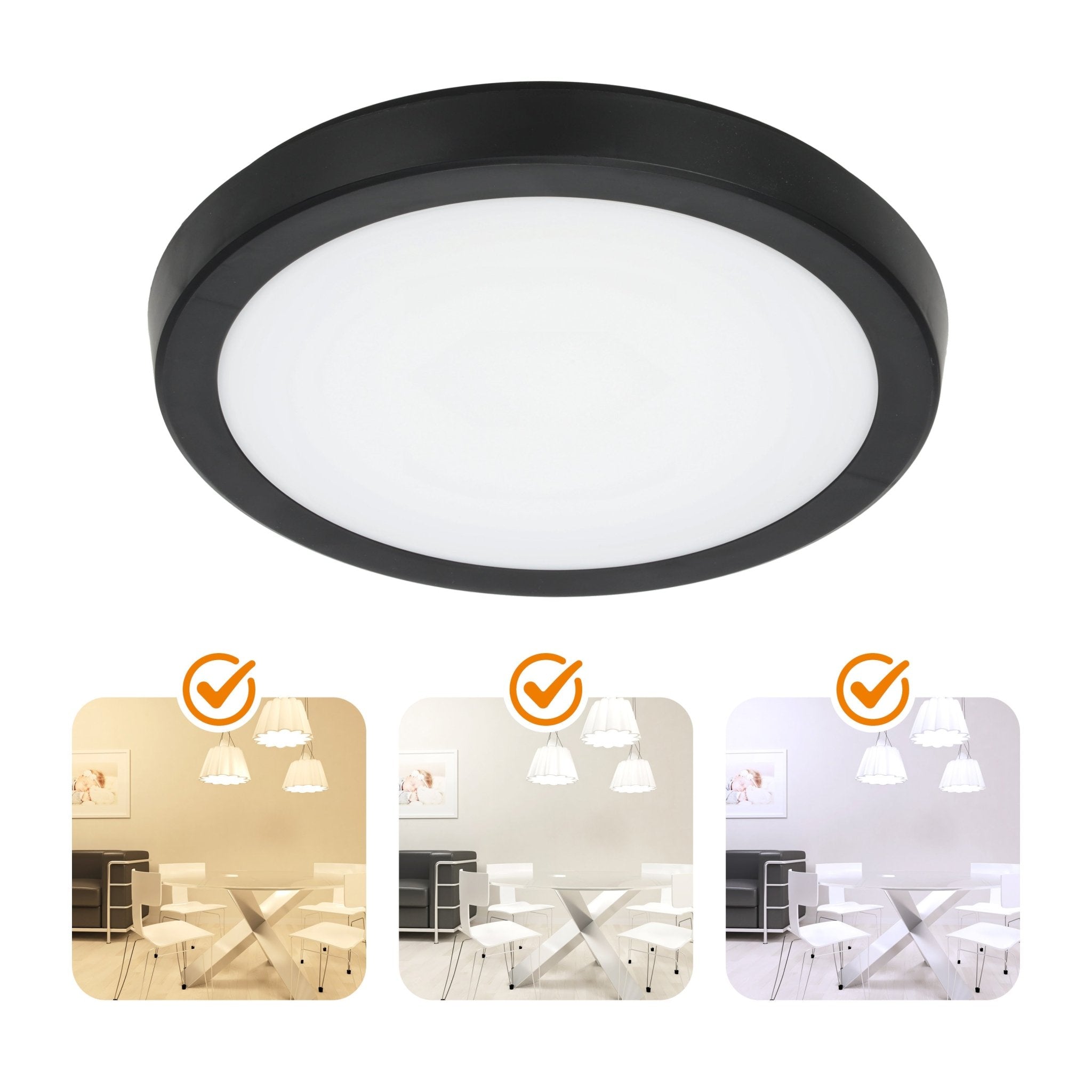Lampa Sufitowa LED 24W Czarna Okrągła CCT Regulacja Barwy Oprawa Natynkowa - LAITICA