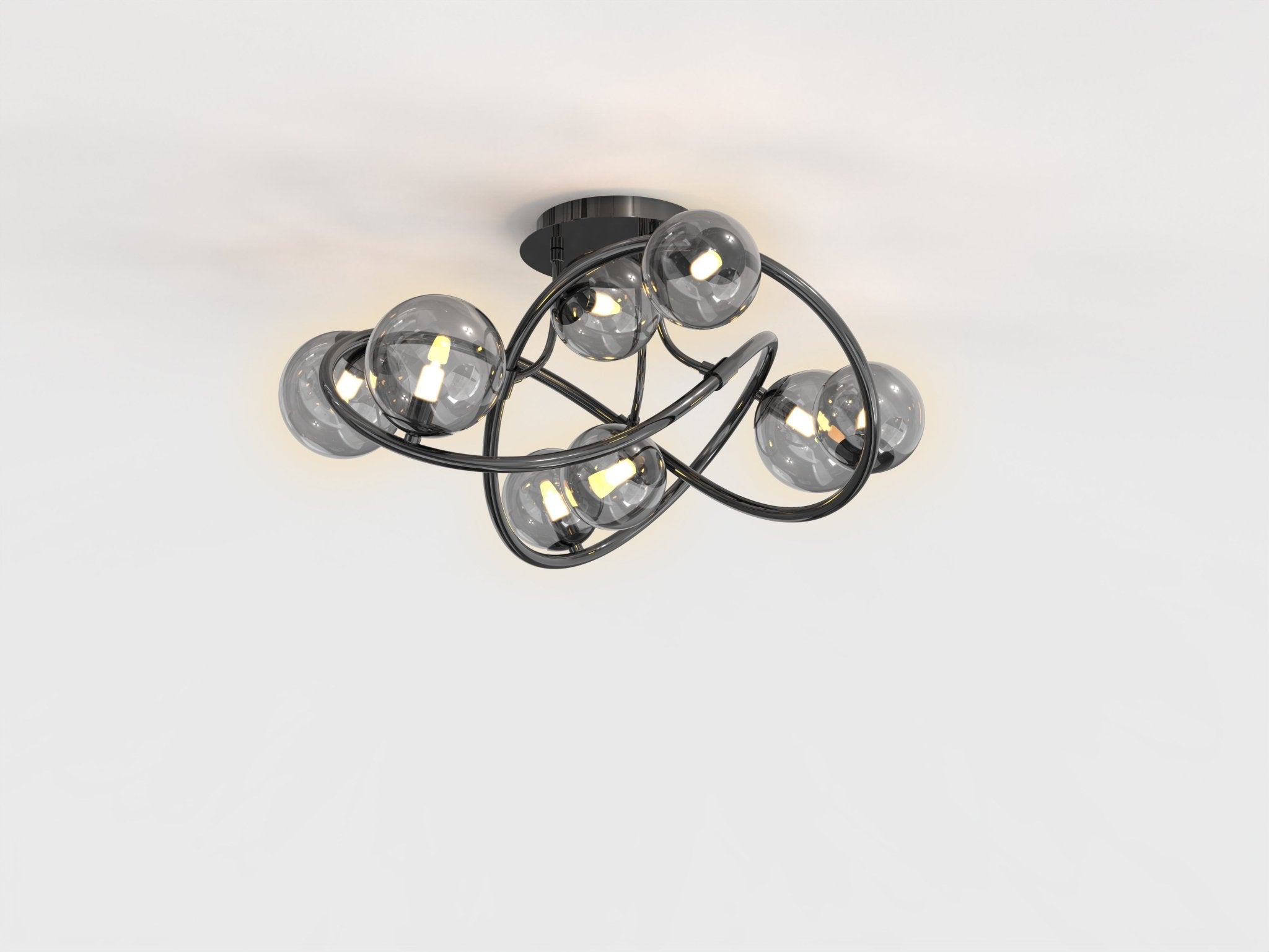 Lampa sufitowa MALTA ozdobna 8 punktów światła BARWA CIEPŁA dymione klosze - LAITICA