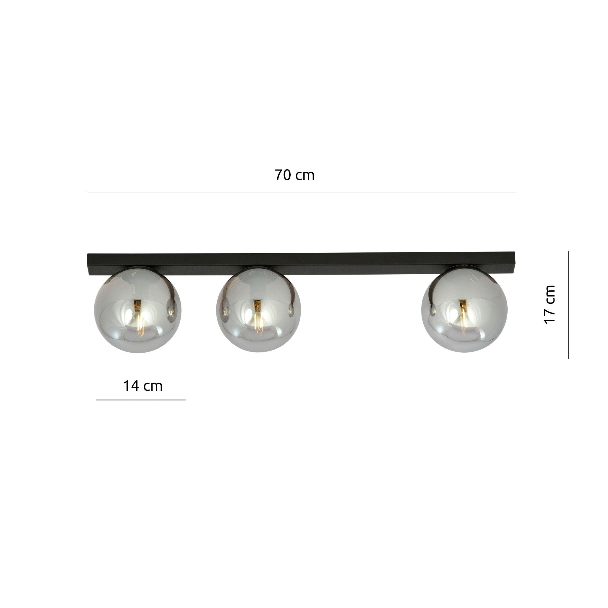 Lampa sufitowa NELI czarna z grafitowymi kloszami 3 - punkty E14 metal i szkło - LAITICA