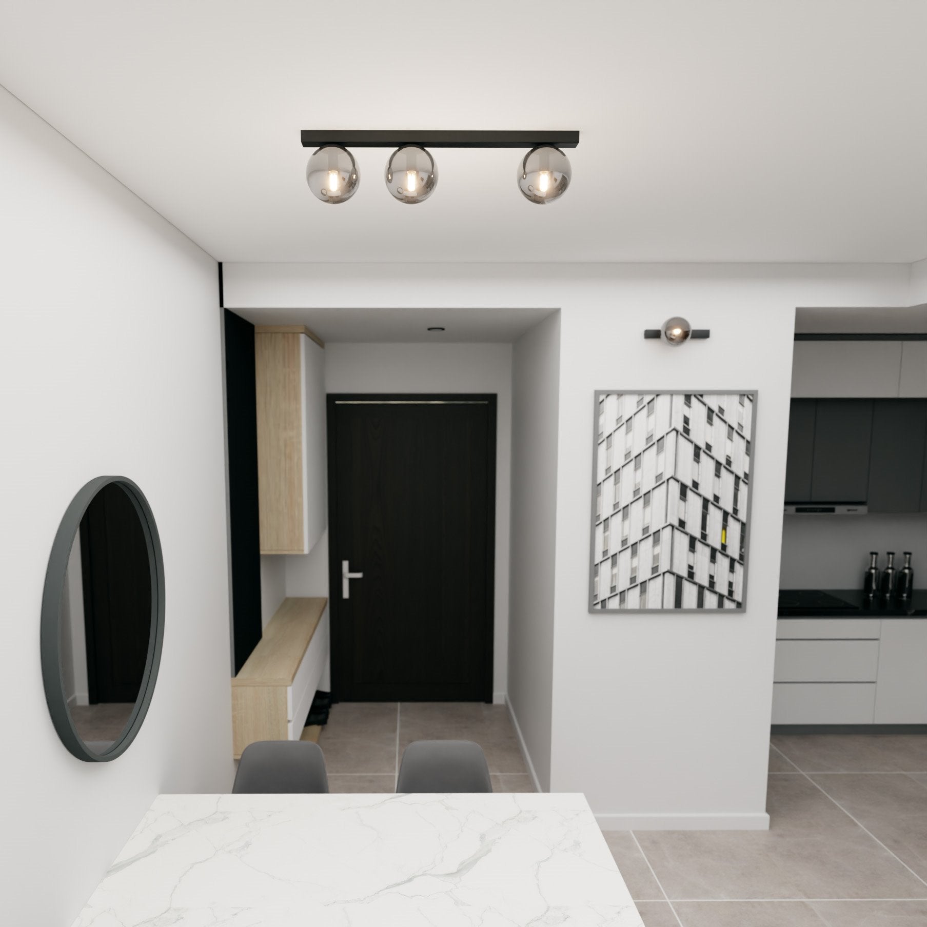 Lampa sufitowa NELI czarna z grafitowymi kloszami 3 - punkty E14 metal i szkło - LAITICA