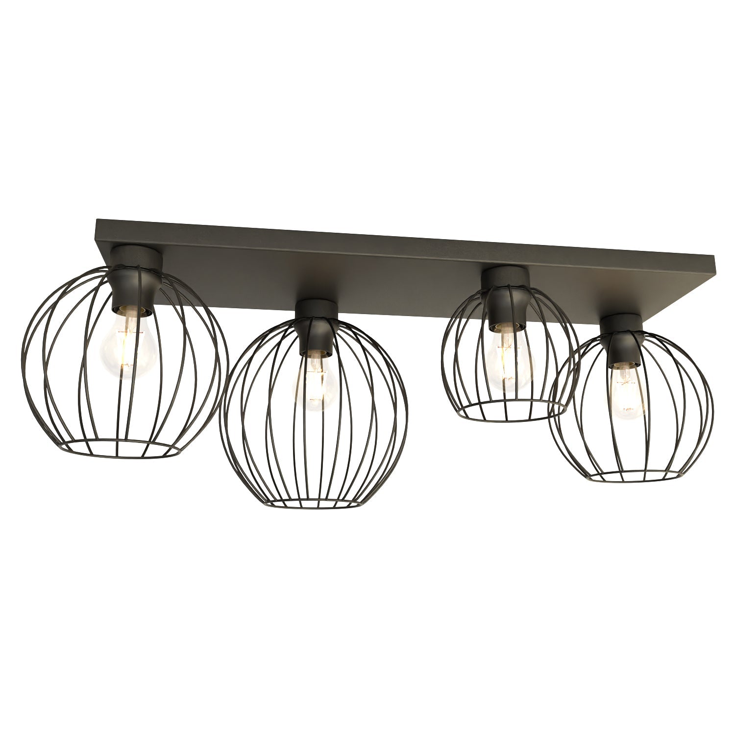 Lampa Sufitowa Plafon LIMA Czarny Metalowe Klosze 4 - punktowa E27 Druciana - LAITICA