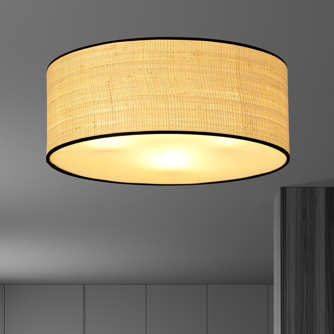 Lampa sufitowa PLAFON OLIMPIA odcienie brązu 3 punkty światła E27 RATTANOWA - LAITICA
