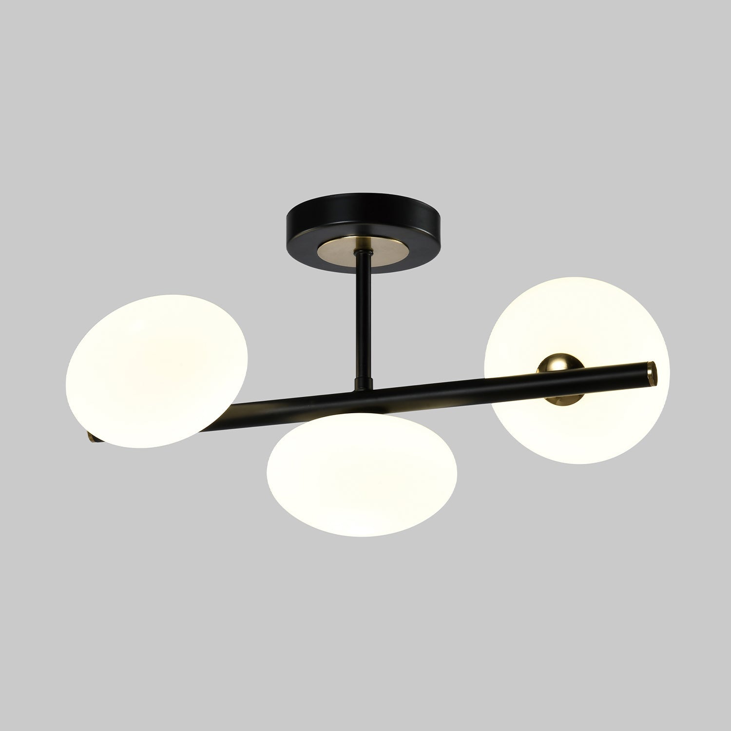 Lampa Sufitowa Potrójna 3x Biały Klosz Czarno - złota Klasyczna do Salonu - LAITICA