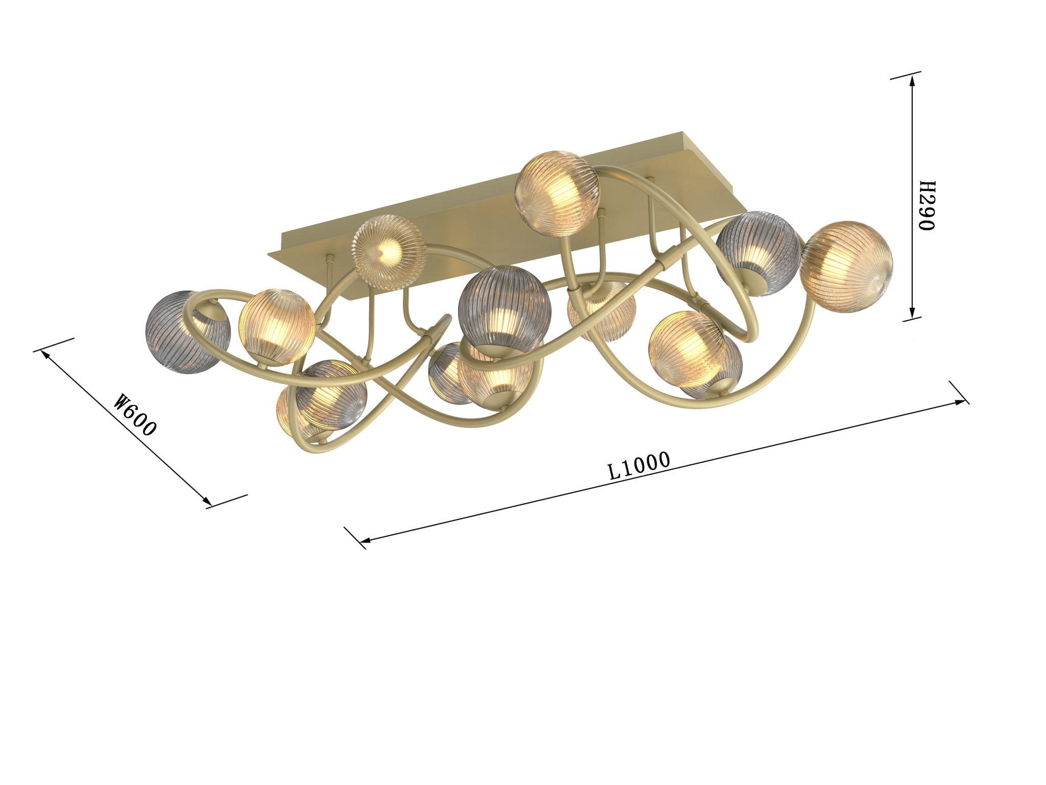 Lampa sufitowa ZŁOTA MALTA 12 kloszy BARWA CIEPŁA duża dekoracyjna 100cm - LAITICA