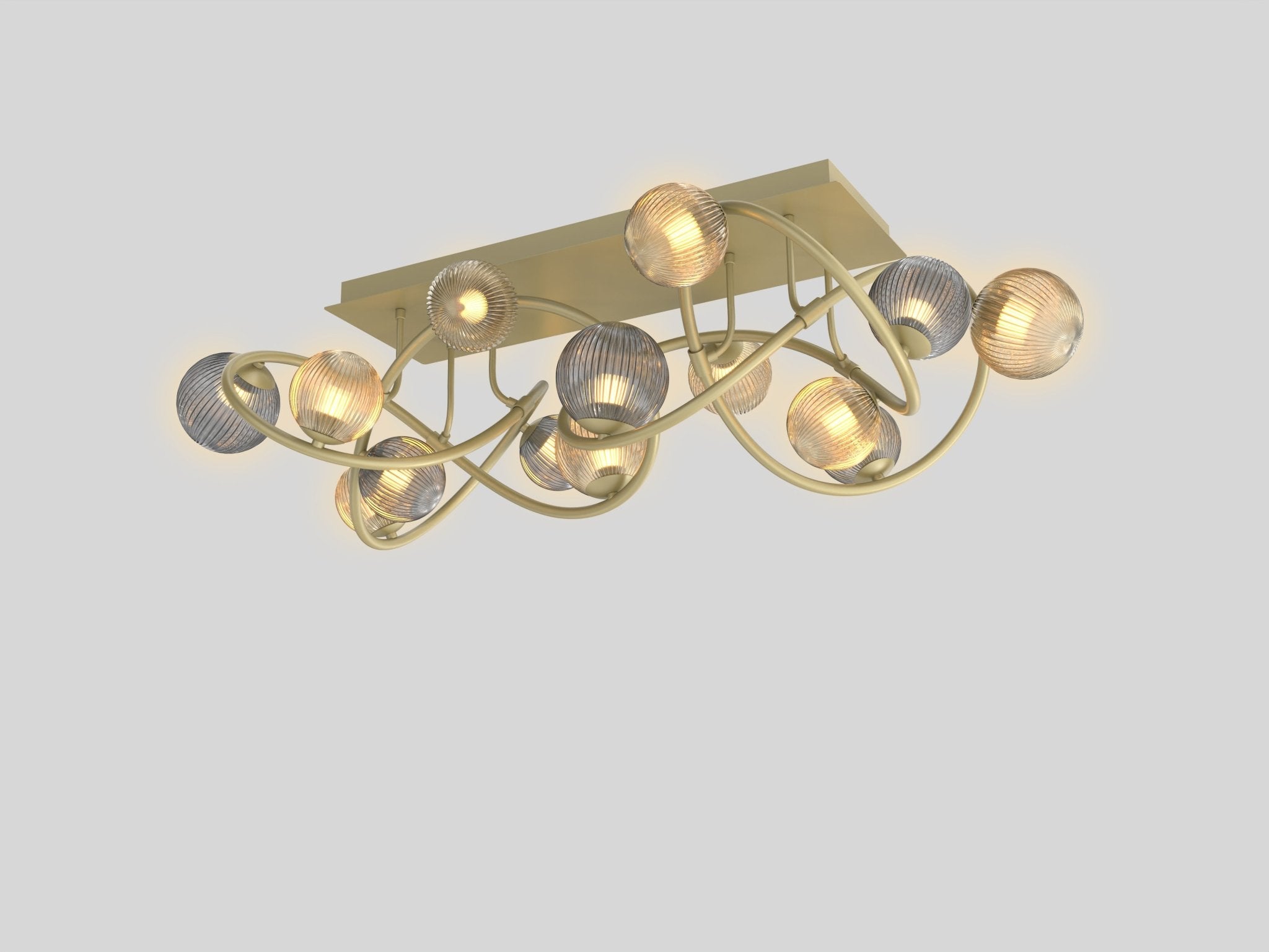 Lampa sufitowa ZŁOTA MALTA 12 kloszy BARWA CIEPŁA duża dekoracyjna 100cm - LAITICA