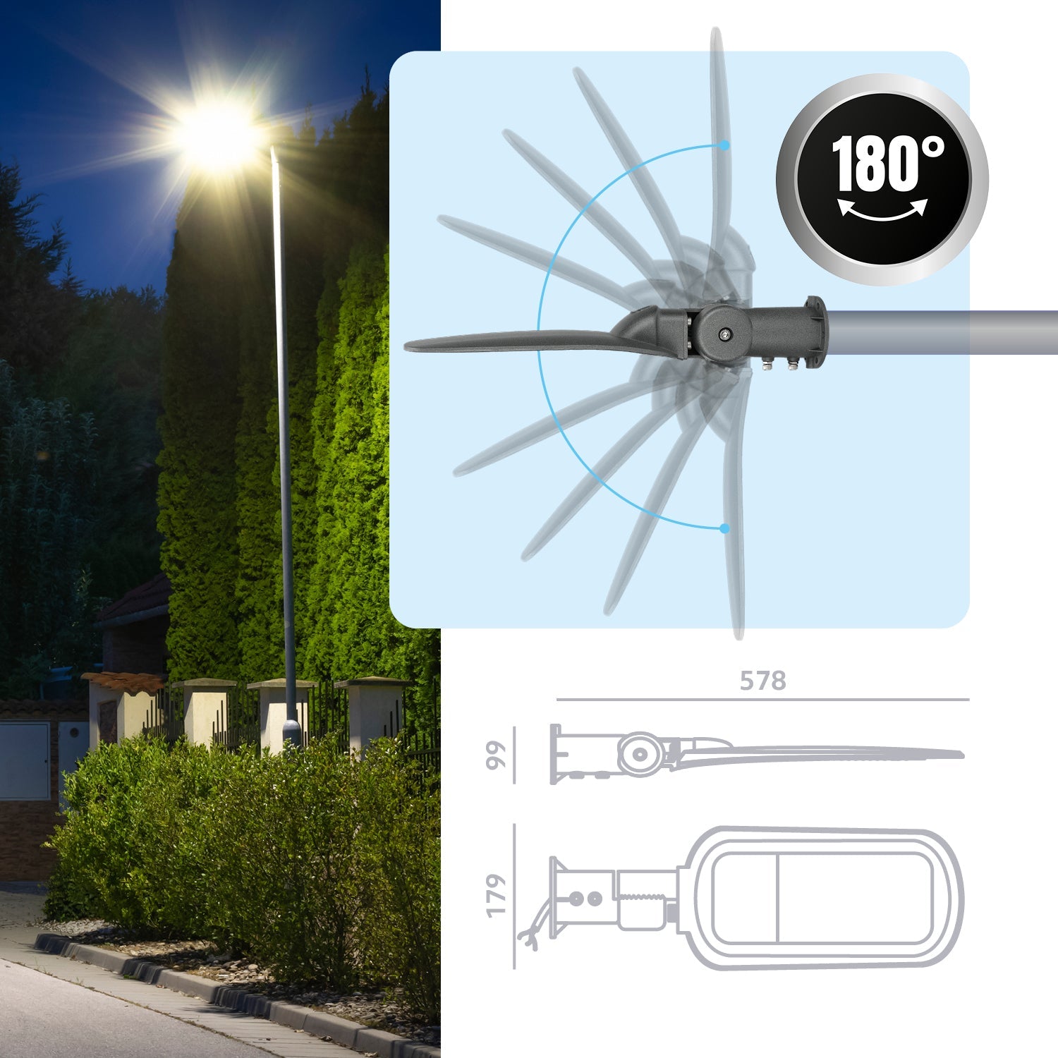 Lampa Uliczna Latarnia Oprawa Drogowa LED PRO 60W REGULOWANA mocna IP66 - LAITICA