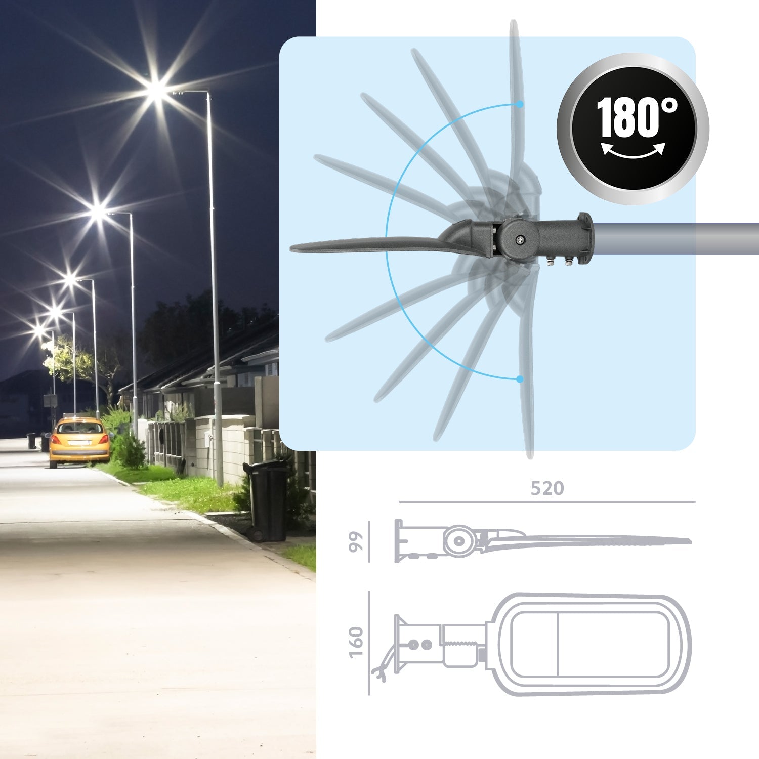 Lampa Uliczna LED Latarnia 40W Oprawa Drogowa IP66 wodoodporna 4000K - LAITICA