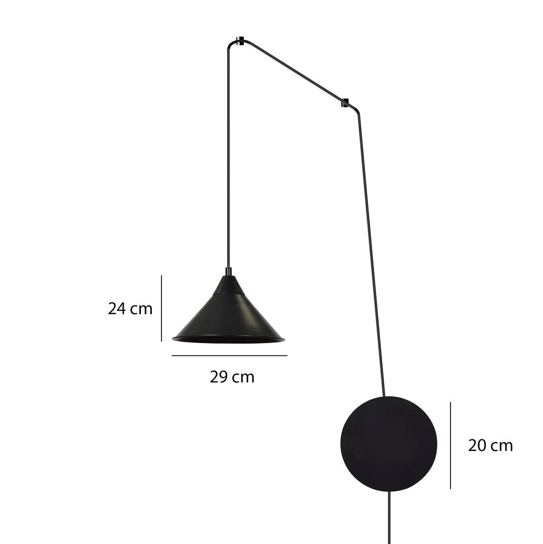 Lampa wisząca ABRAMO 1 BLACK nowoczesna, loft, czarna - LAITICA