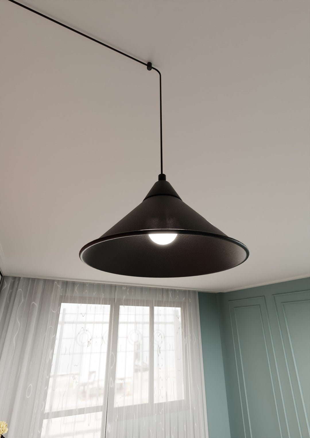 Lampa wisząca ABRAMO 1 BLACK nowoczesna, loft, czarna - LAITICA