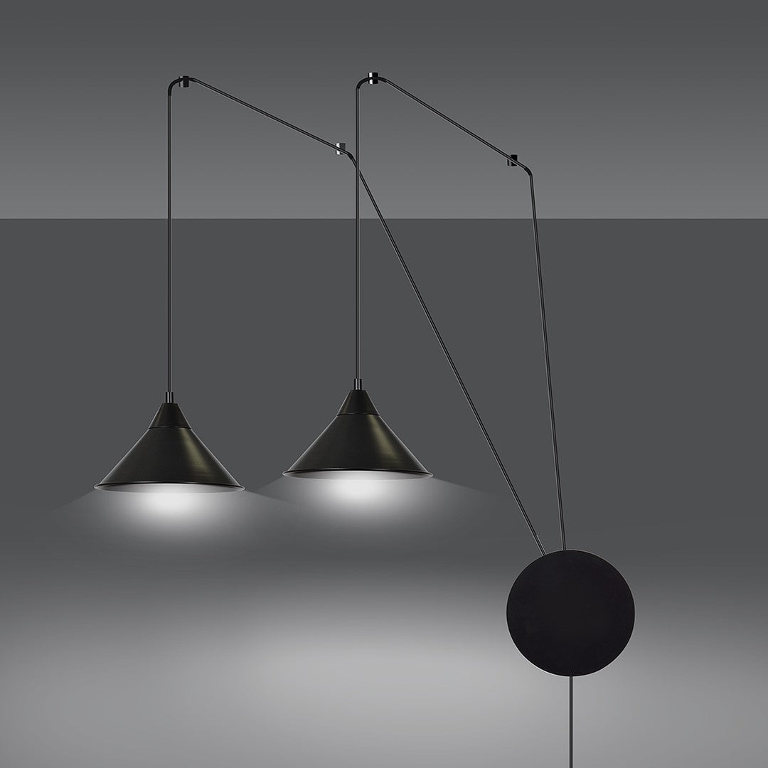 Lampa wisząca ABRAMO 2 BLACK nowoczesna, loft, czarna - LAITICA