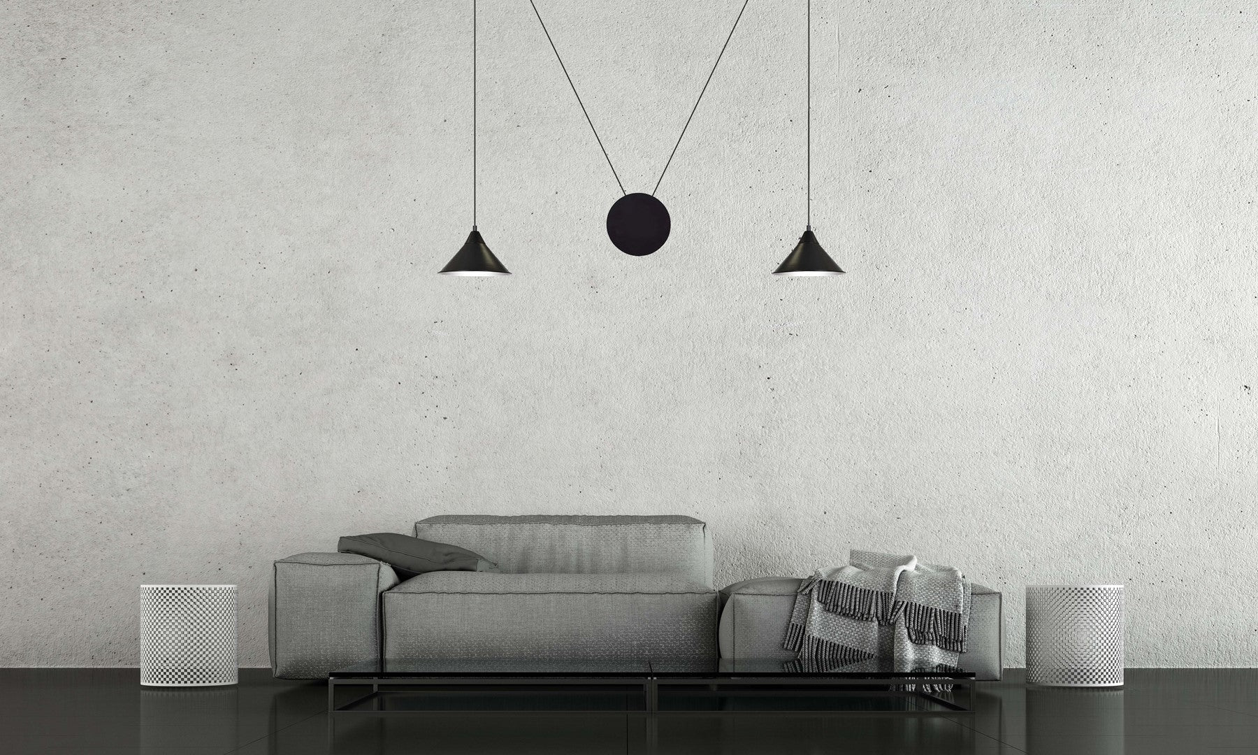 Lampa wisząca ABRAMO 2 BLACK nowoczesna, loft, czarna - LAITICA