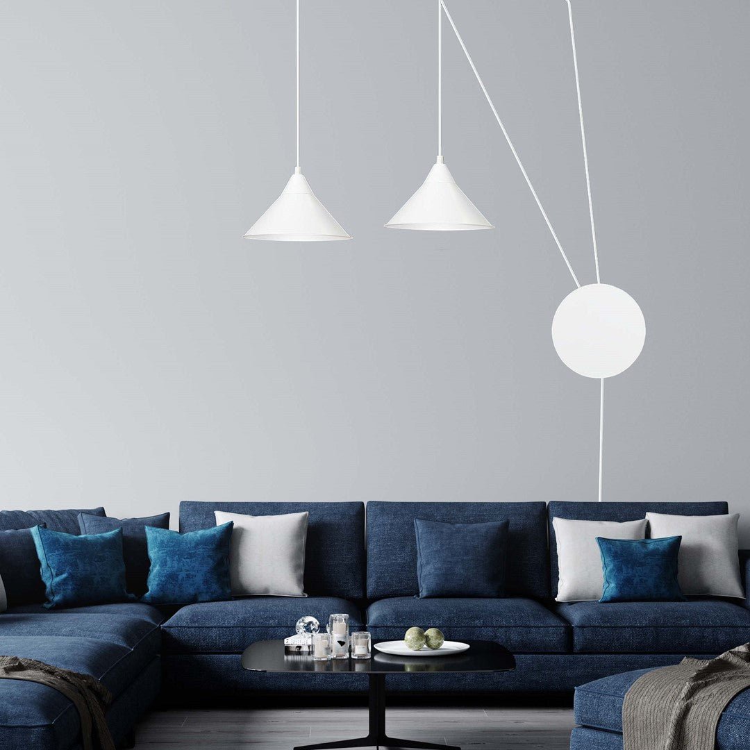 Lampa wisząca ABRAMO 2 WHITE nowoczesna, loft, biała - LAITICA