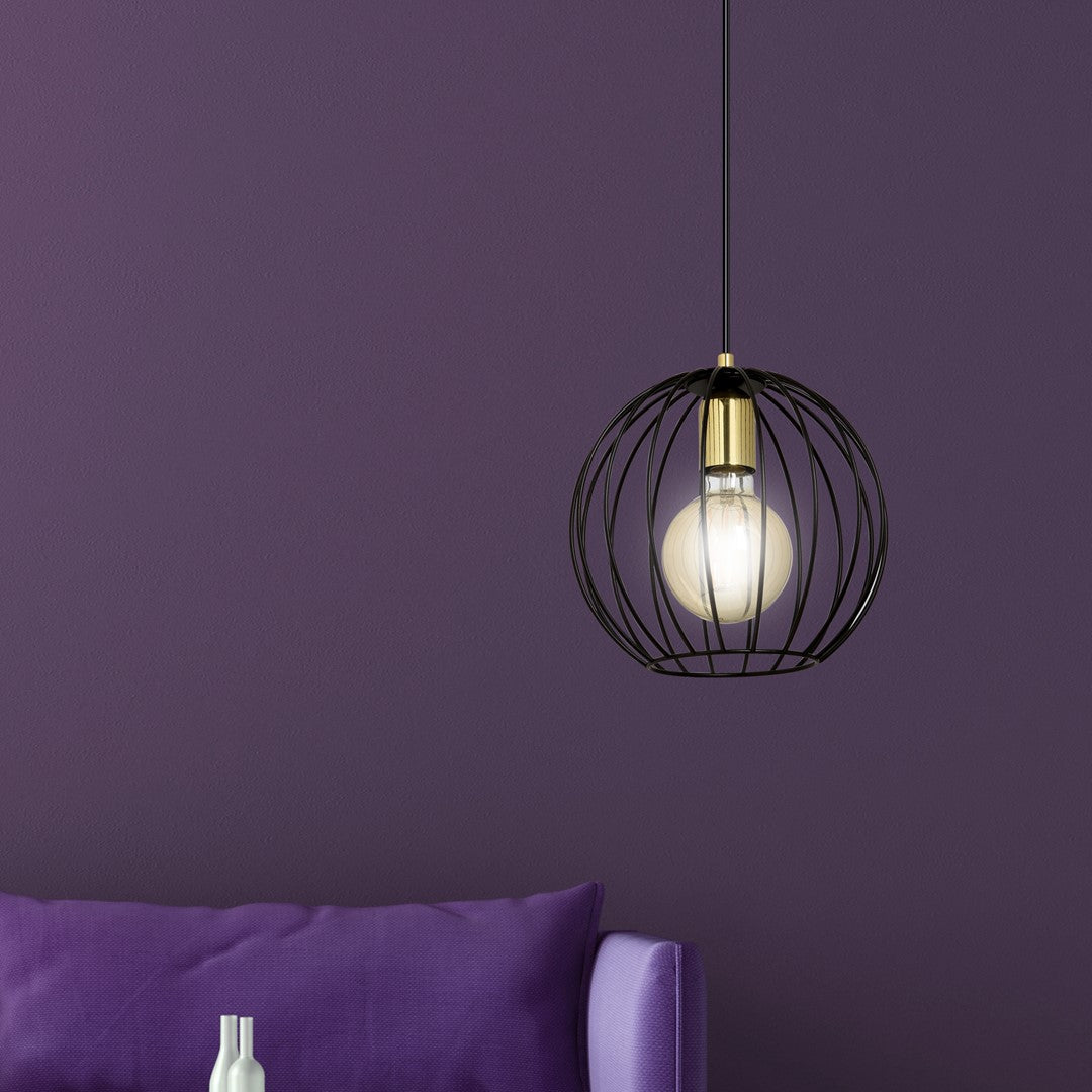 Lampa wisząca ALBIO 1 BLACK nowoczesna, loft, czarno/złota - LAITICA